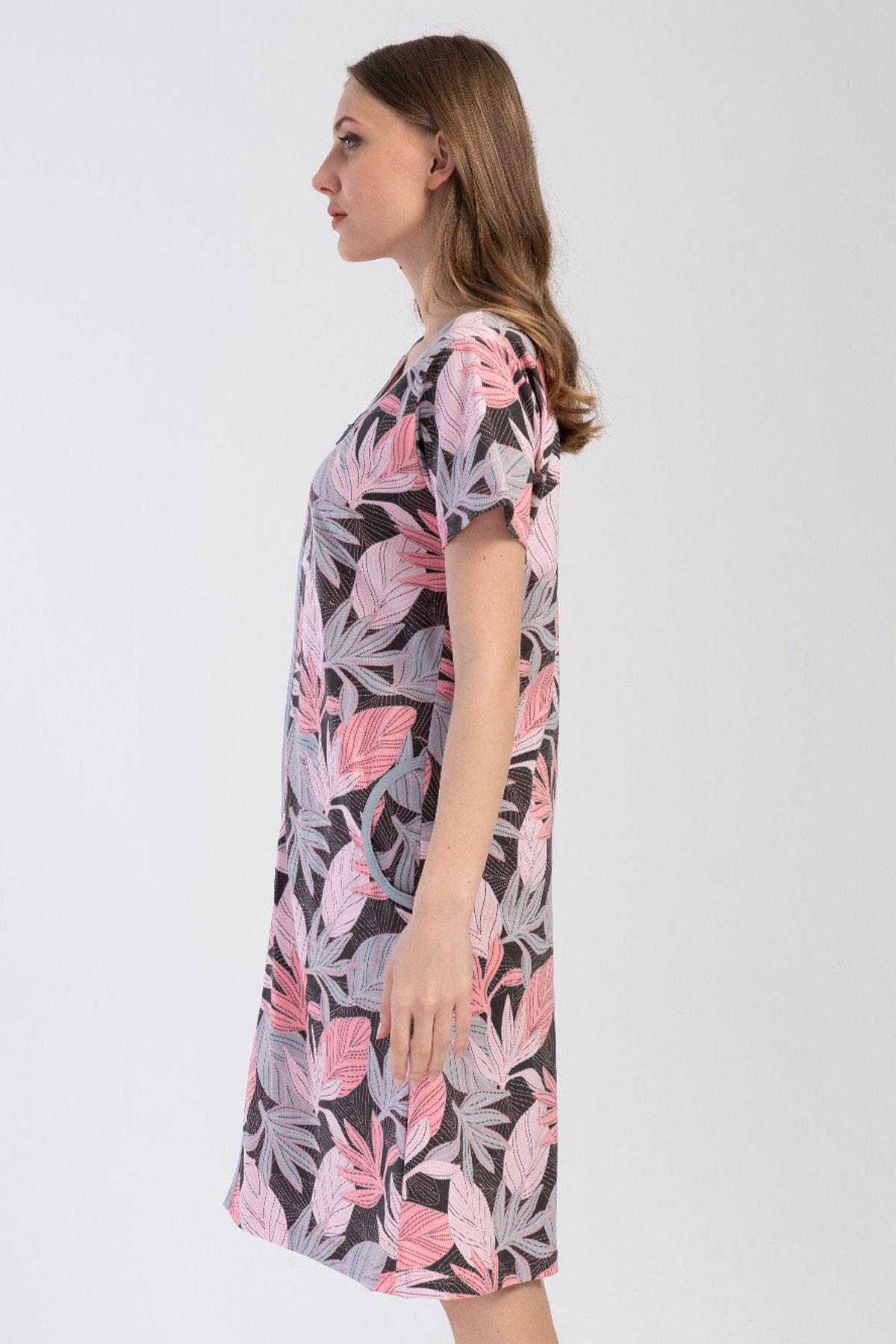 Vienetta 4020144027 Kadın Kısa Kollu Fermuarlı Ev Elbisesi