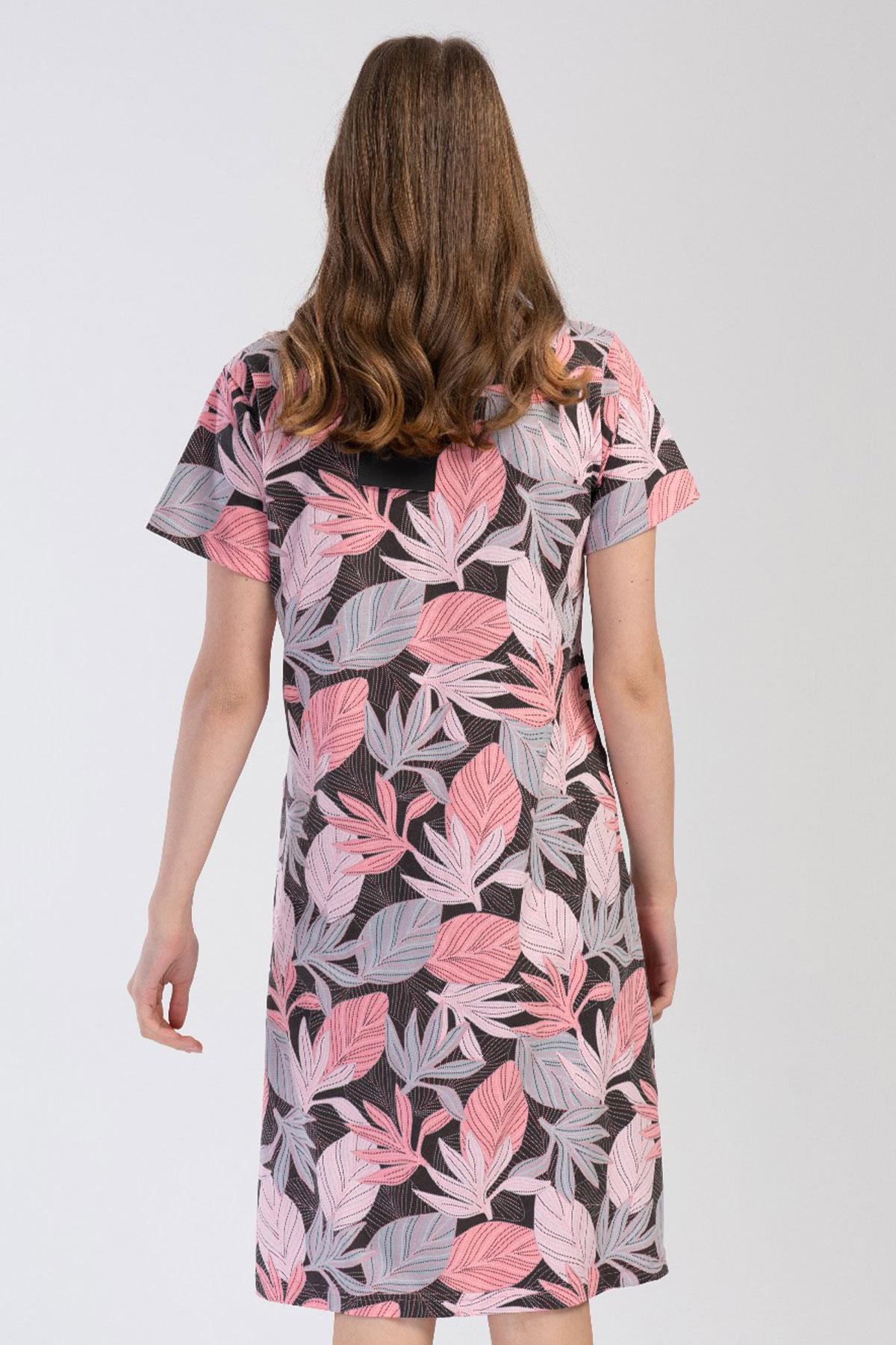 Vienetta 4020144027 Kadın Kısa Kollu Fermuarlı Ev Elbisesi