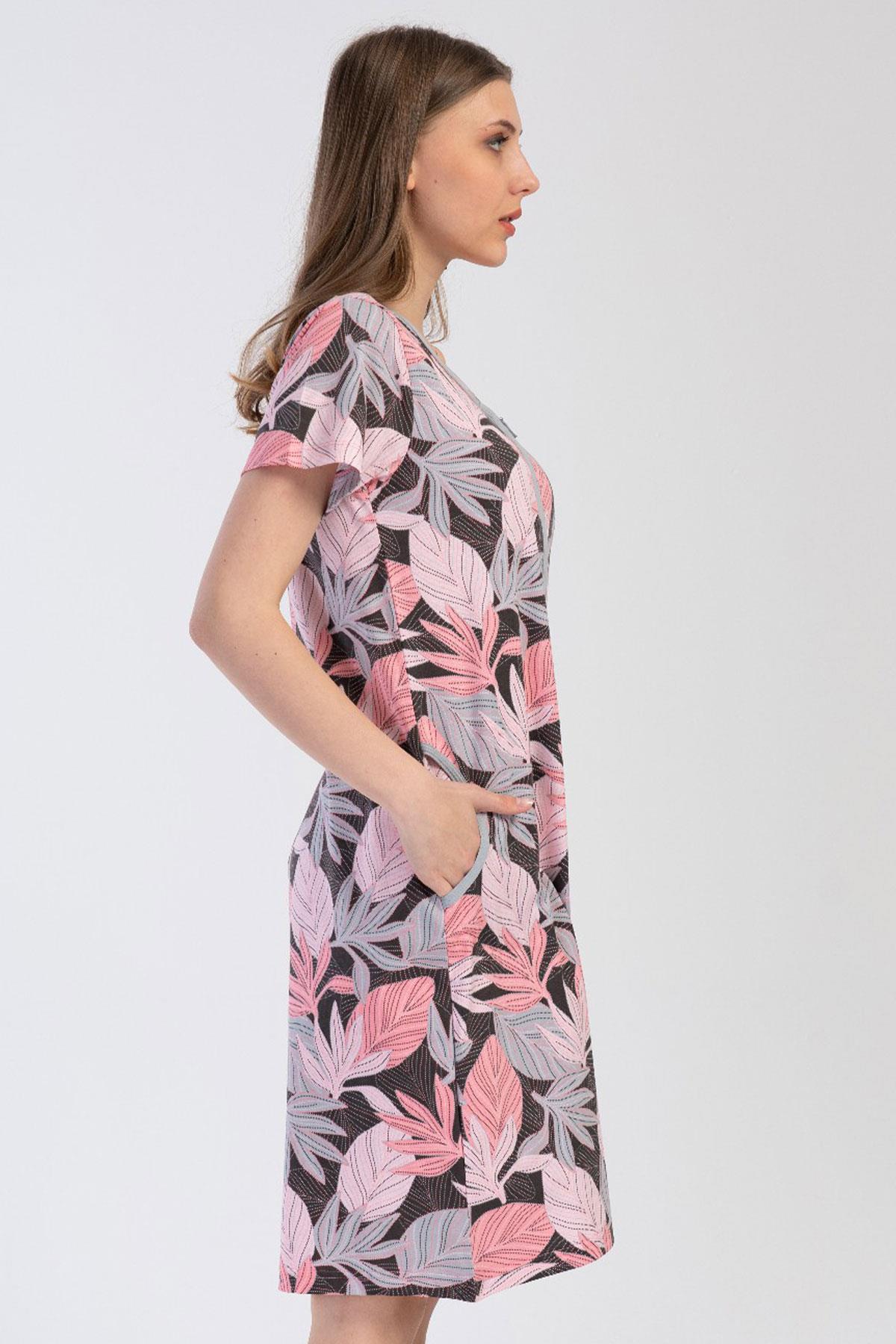 Vienetta 4020144027 Kadın Kısa Kollu Fermuarlı Ev Elbisesi