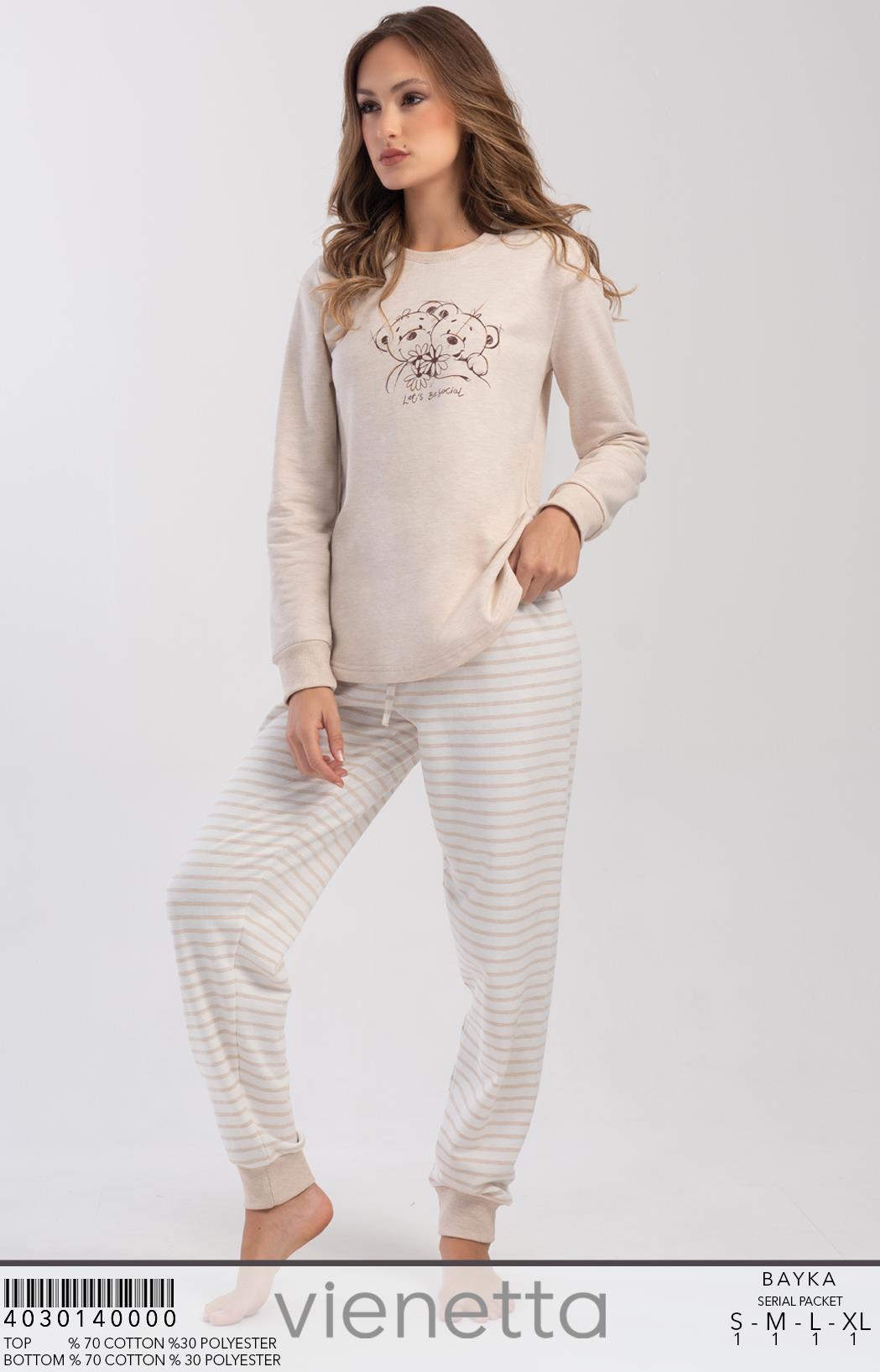 Vienetta 4030140000 Kadın Uzun Kollu İki İplik Pijama Takımı