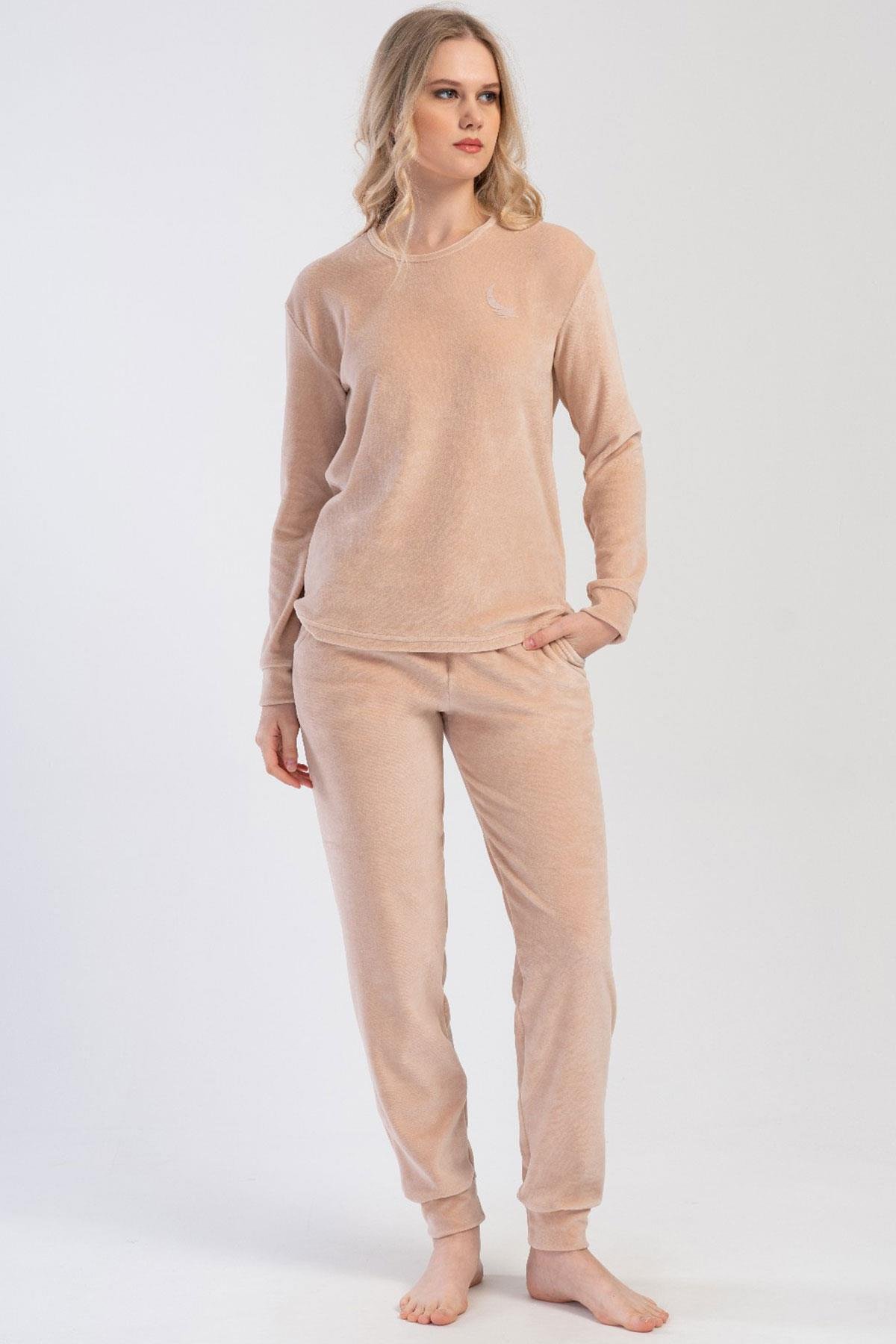Vienetta 4030940000 Kadın Uzun Kollu Kadife Pijama Takımı