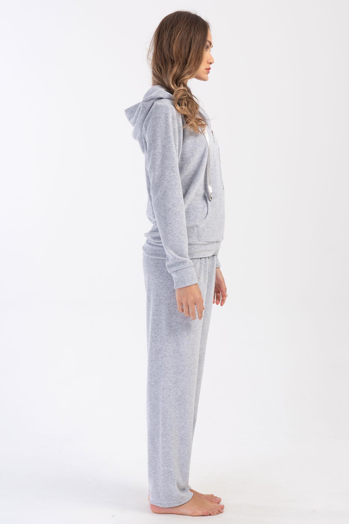 Vienetta 4032680000 Kadın Kapşonlu Uzun Kol Kadife Eşofman Takım