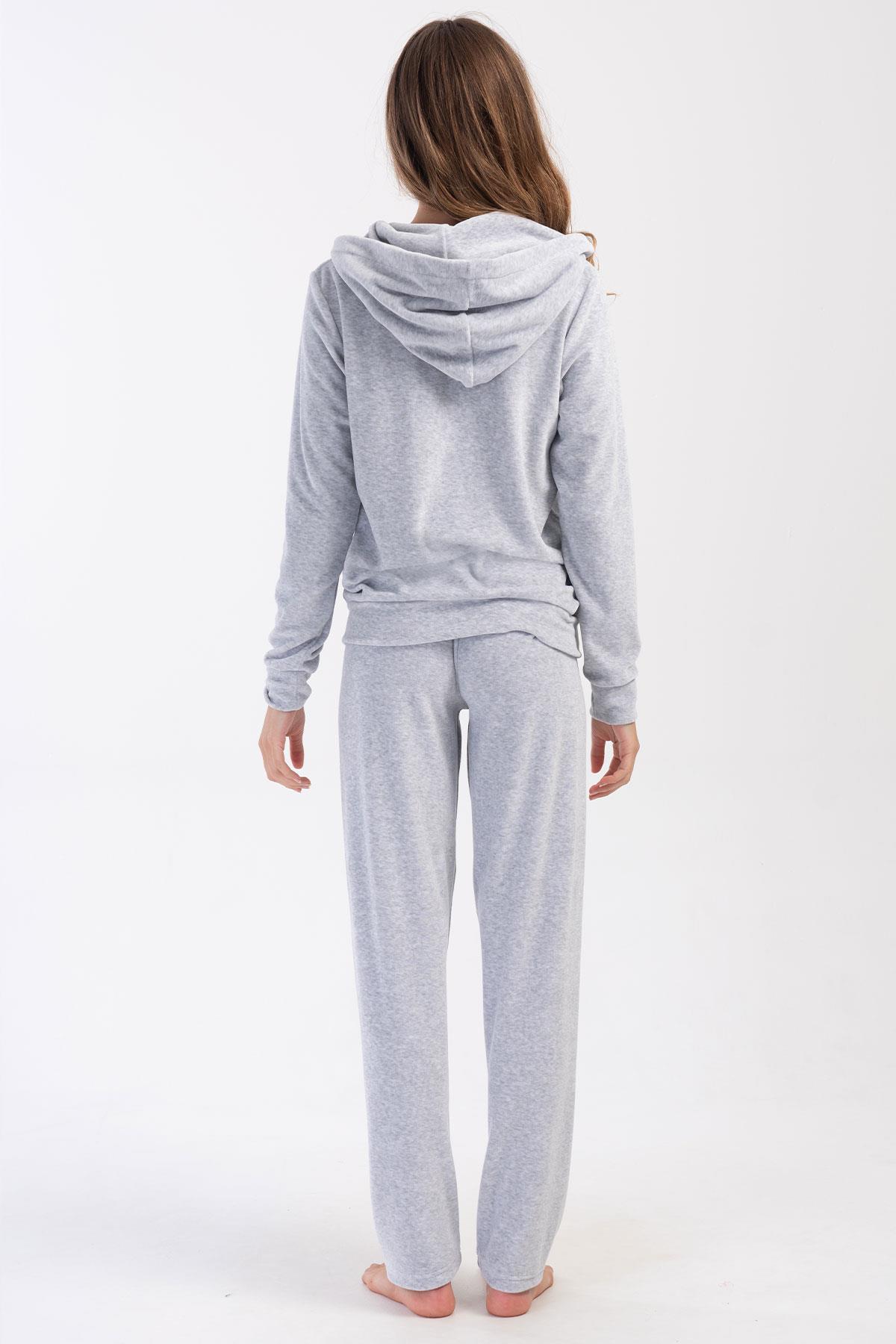 Vienetta 4032680000 Kadın Kapşonlu Uzun Kol Kadife Eşofman Takım