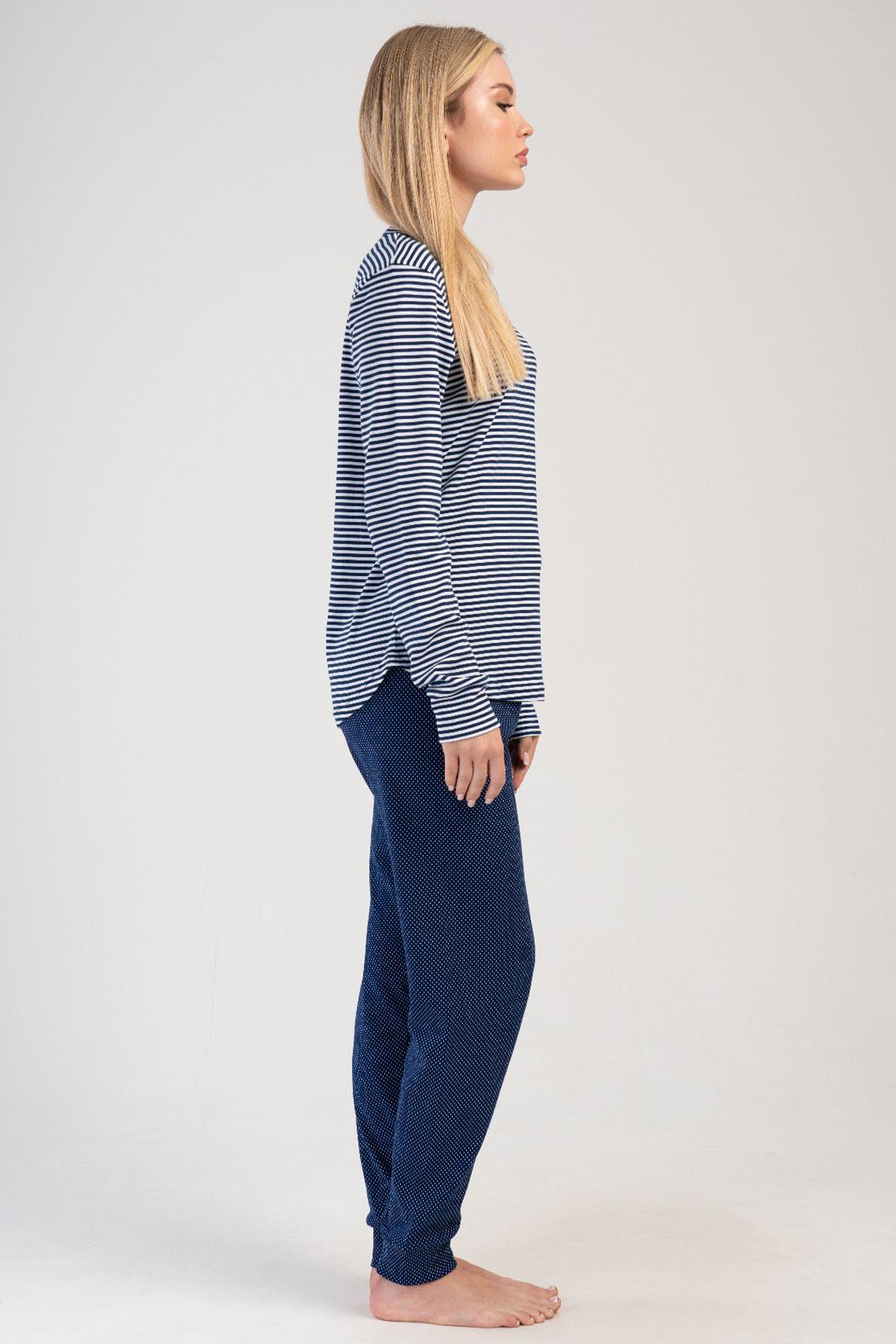 Vienetta 4033771913-A Kadın Uzun Kollu Pamuklu Pijama Takımı