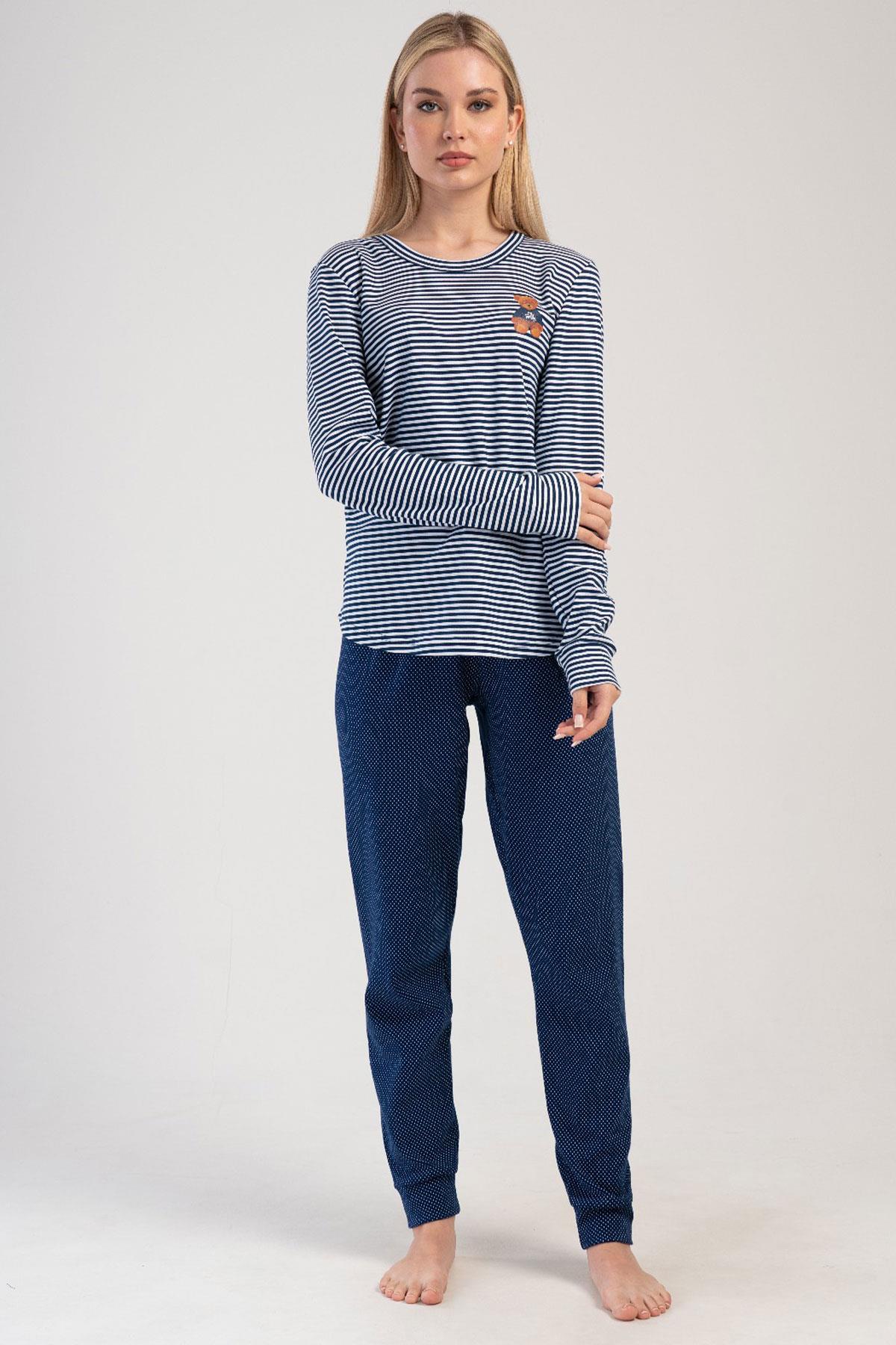 Vienetta 4033771913-A Kadın Uzun Kollu Pamuklu Pijama Takımı
