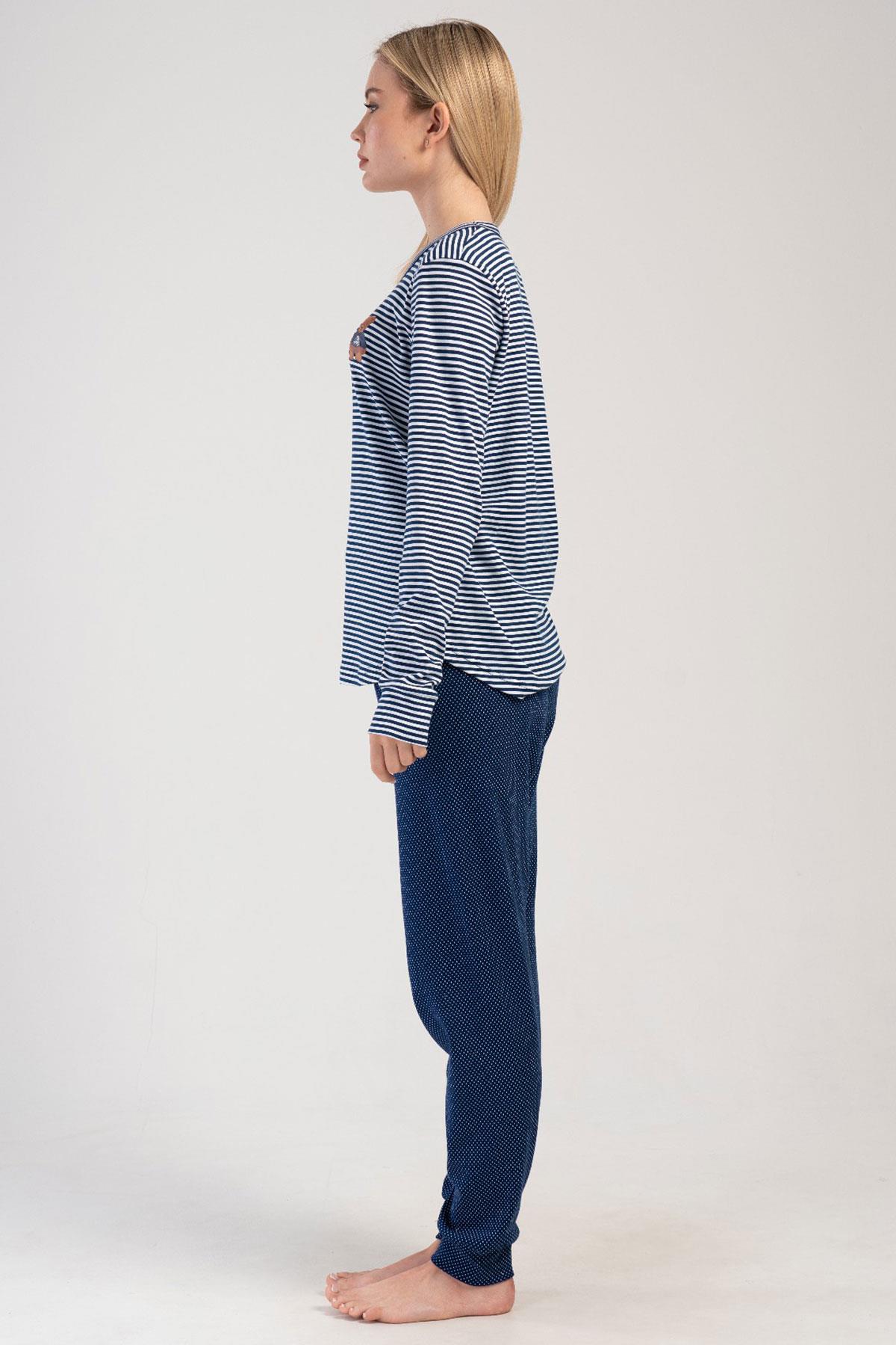 Vienetta 4033771913-A Kadın Uzun Kollu Pamuklu Pijama Takımı