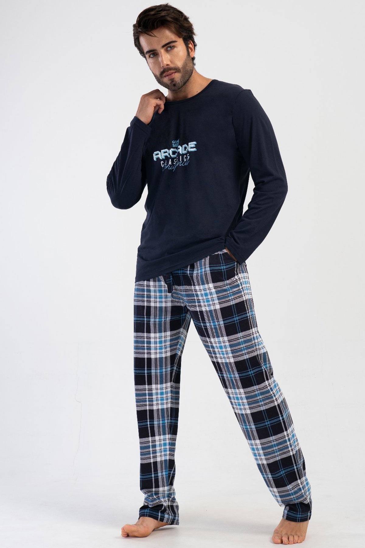 Vienetta 4040921223 Erkek Uzun Kollu Pamuk Suprem Pijama Takımı