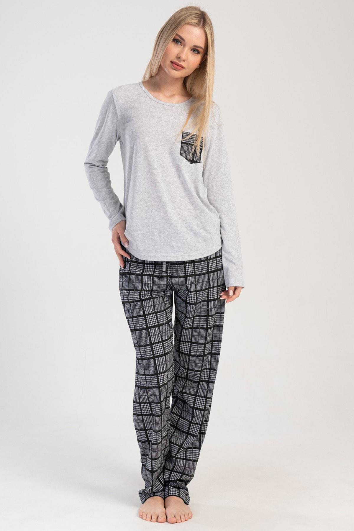 Vienetta 4050090871 Kadın Uzun Kollu Pamuklu Suprem Pijama Takımı
