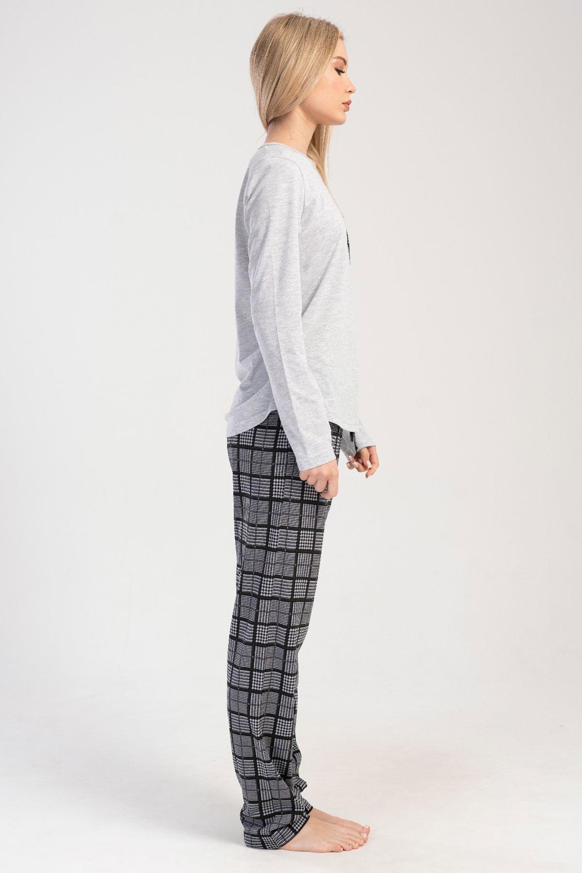 Vienetta 4050090871 Kadın Uzun Kollu Pamuklu Suprem Pijama Takımı