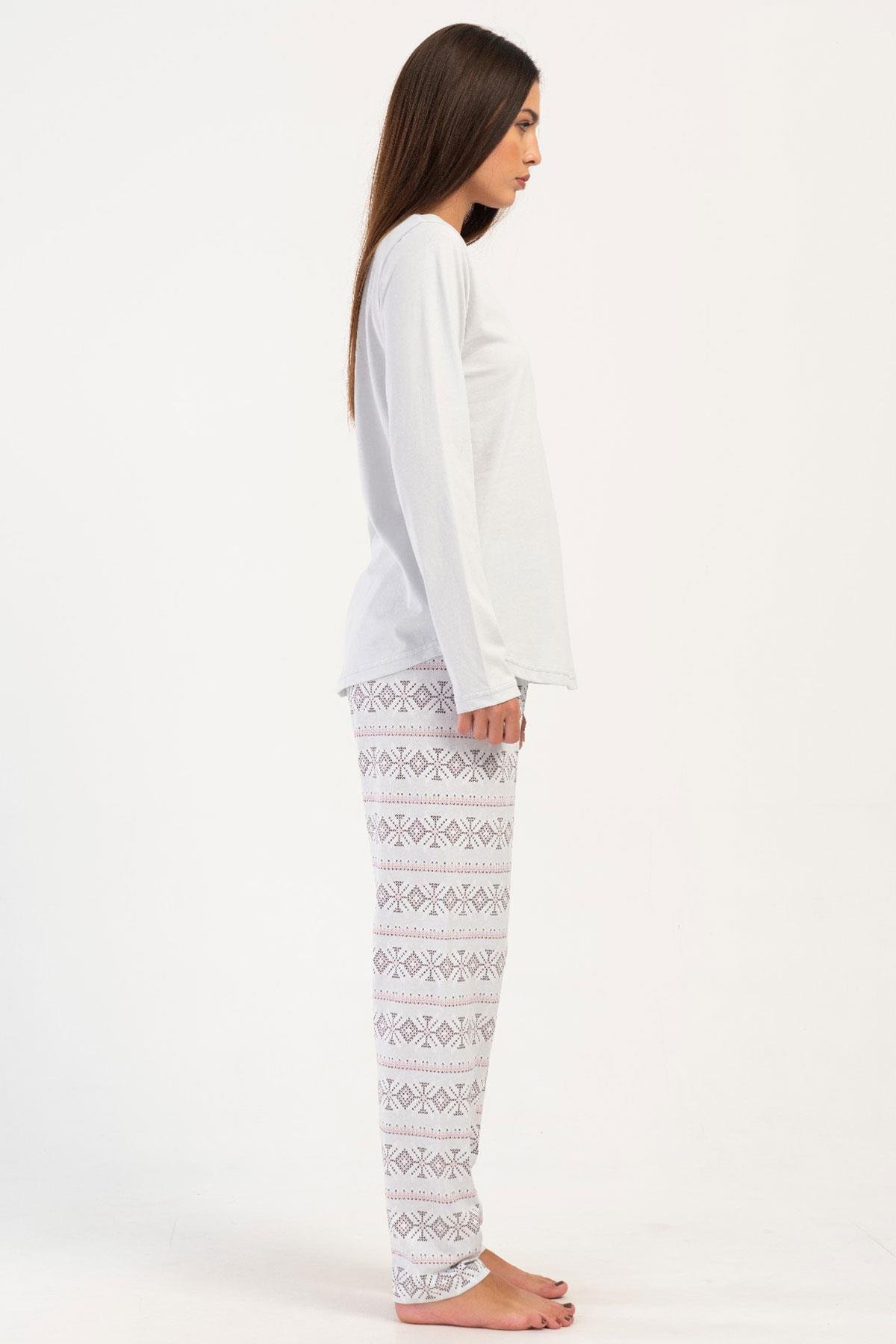Vienetta 4051790881 Kadın Uzun Kollu Pamuk Suprem Pijama Takımı
