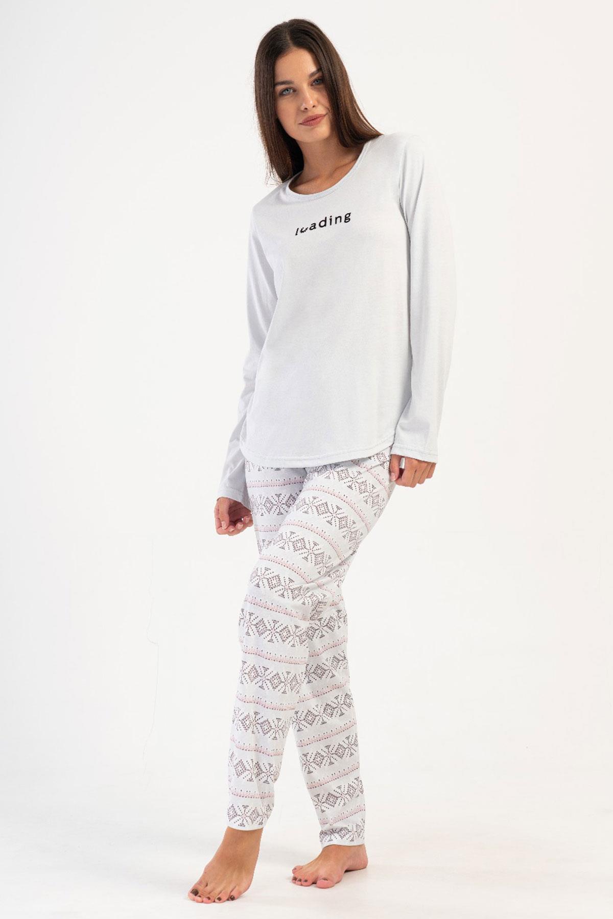 Vienetta 4051790881 Kadın Uzun Kollu Pamuk Suprem Pijama Takımı