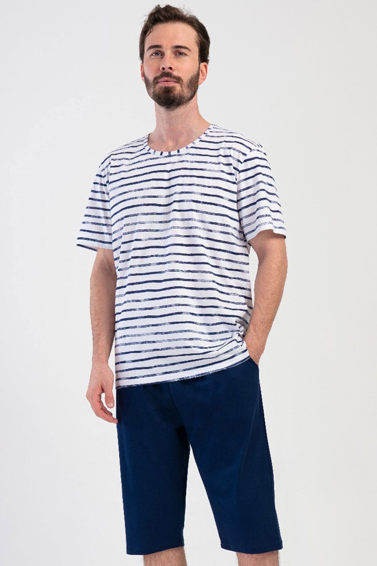 Vienetta 4080771062 Erkek Kısa Kol Kaprili Pijama Takımı