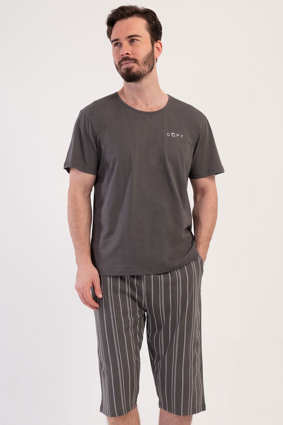 Vienetta 4080821374 Erkek Kısa Kol Kaprili Pijama Takımı