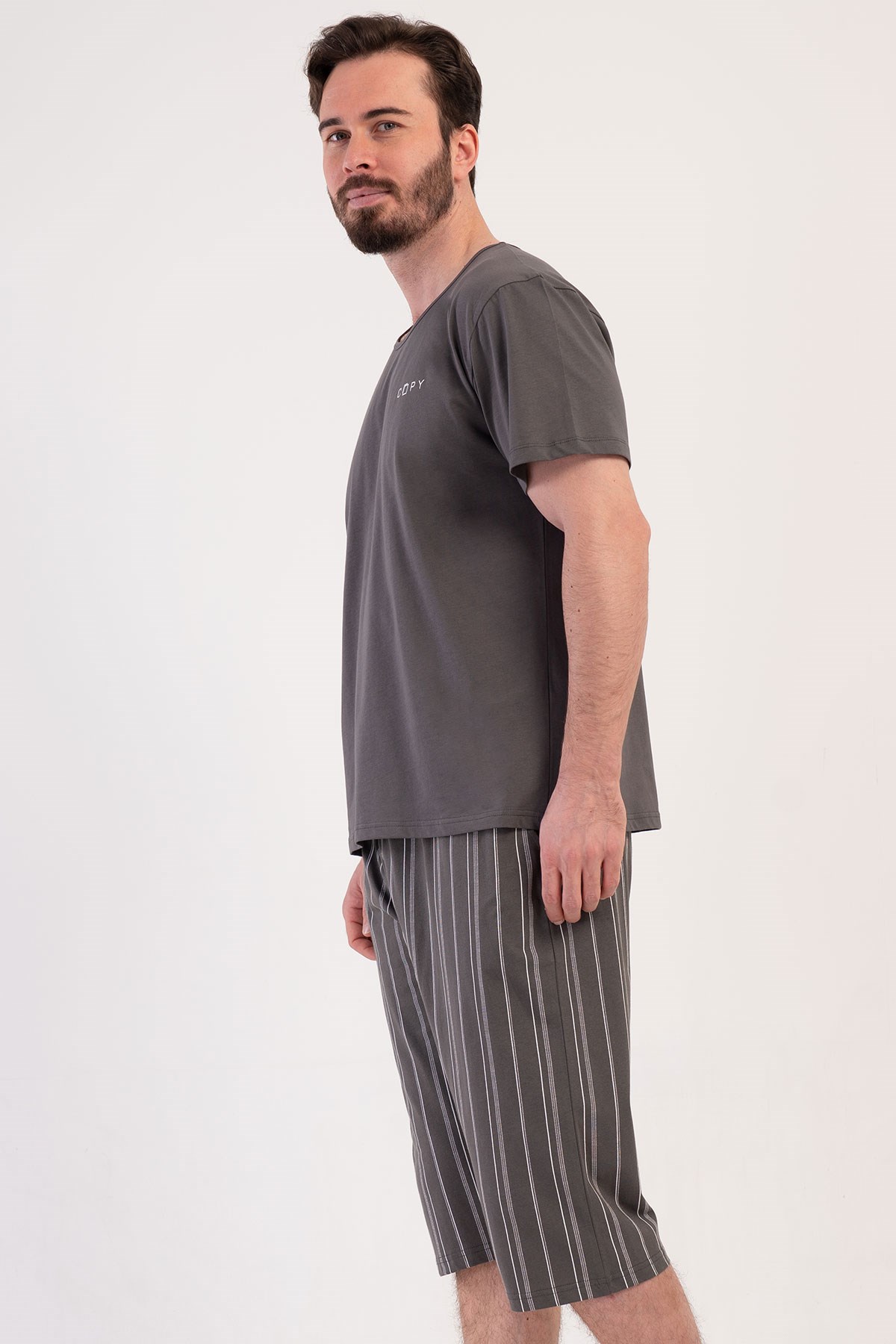 Vienetta 4080821374 Erkek Kısa Kol Kaprili Pijama Takımı