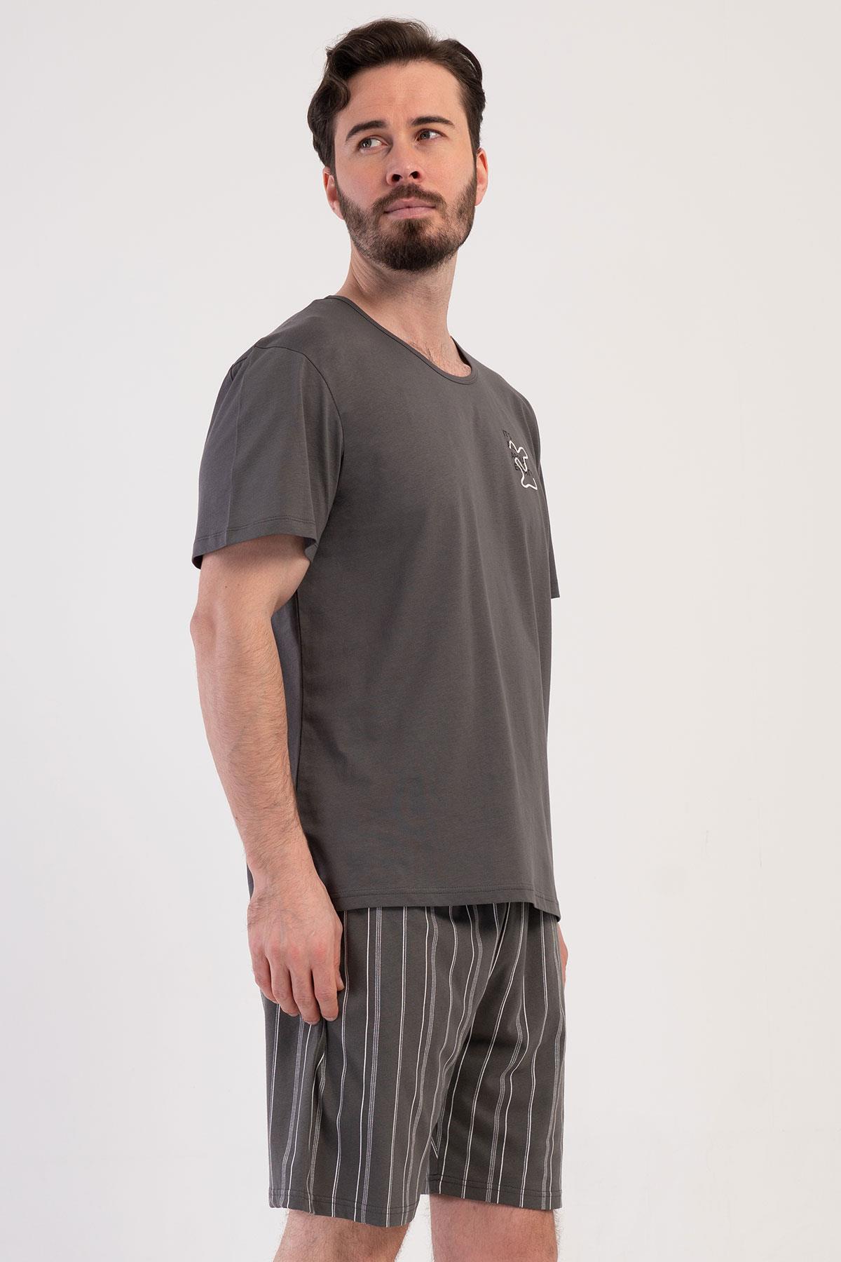 Vienetta 4080841374 Erkek Kısa Kollu Şortlu Pijama Takımı