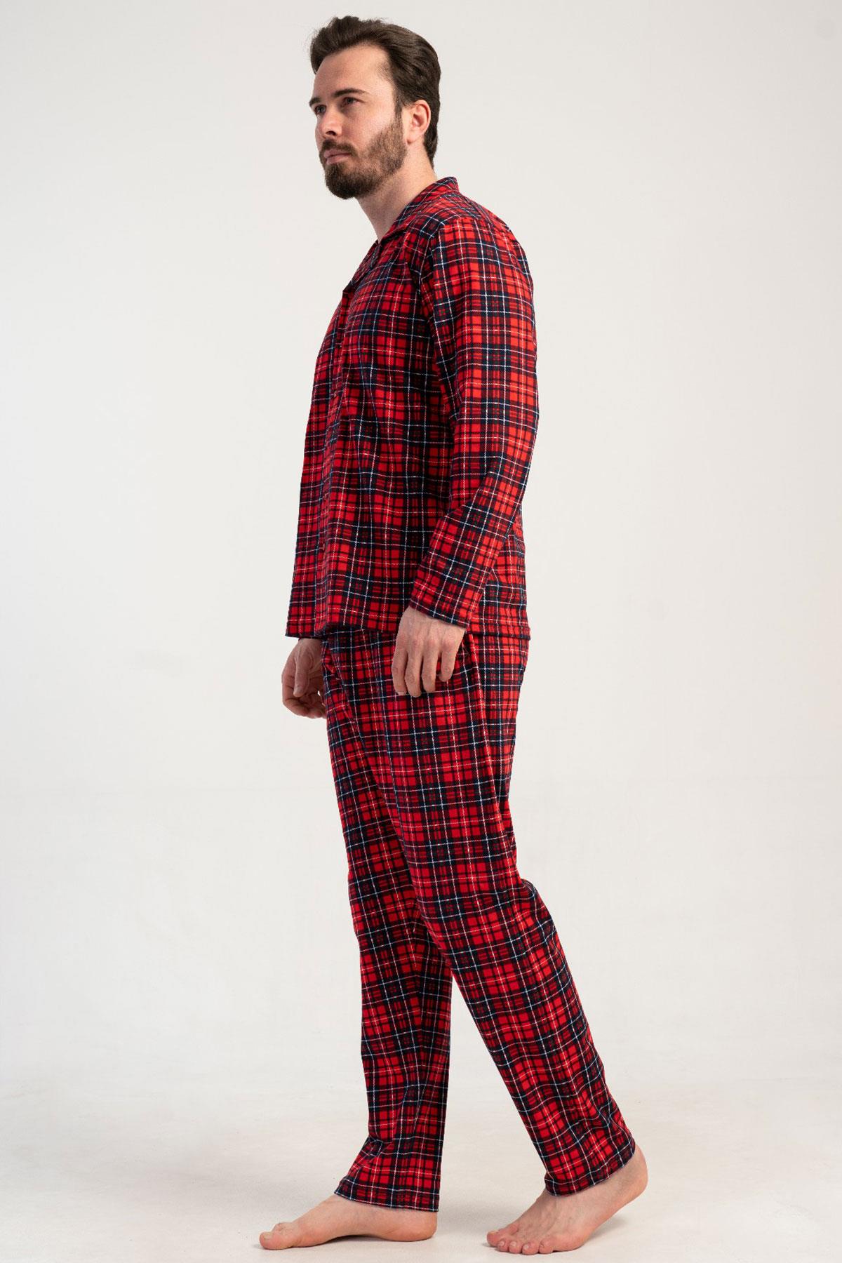 Vienetta 5010363029 Erkek Uzun Kollu Önden Düğmeli Pijama Takımı