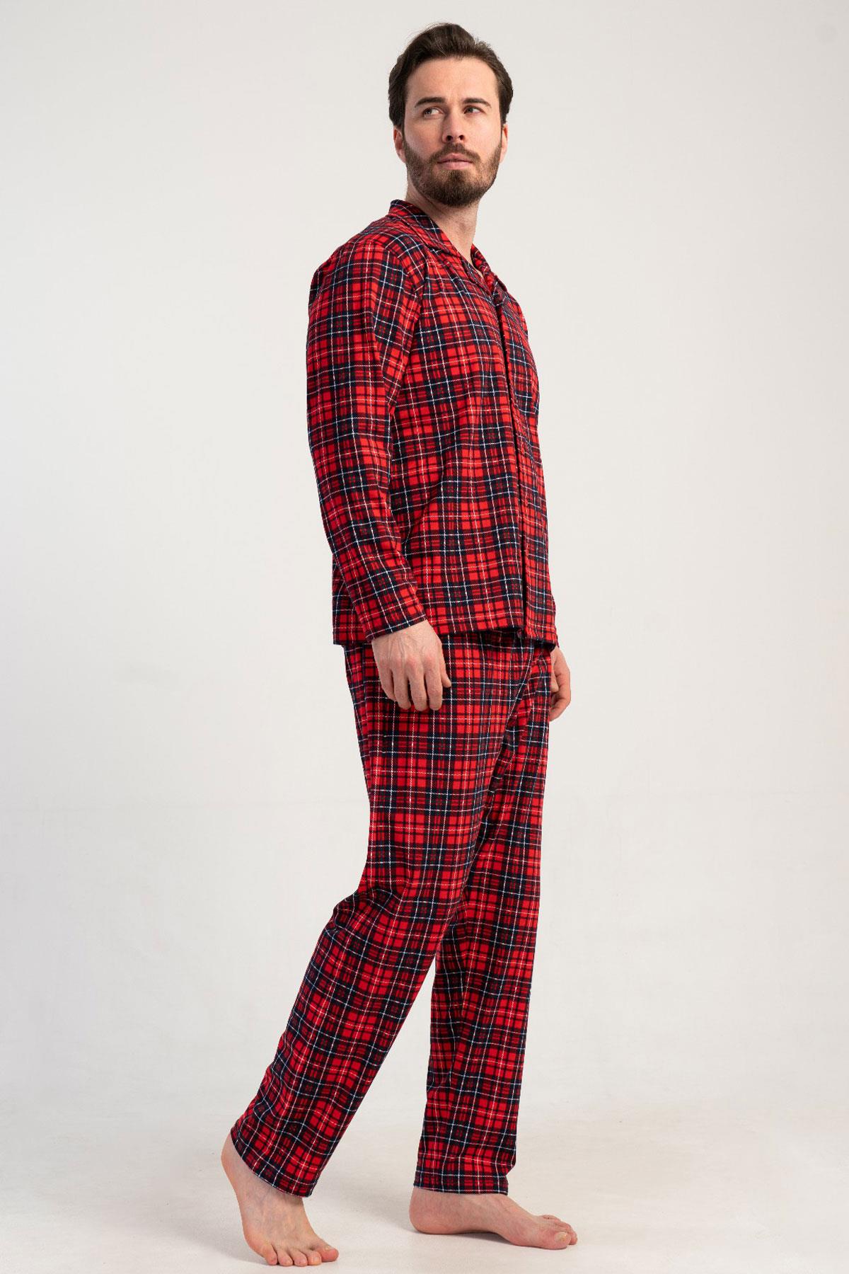 Vienetta 5010363029 Erkek Uzun Kollu Önden Düğmeli Pijama Takımı