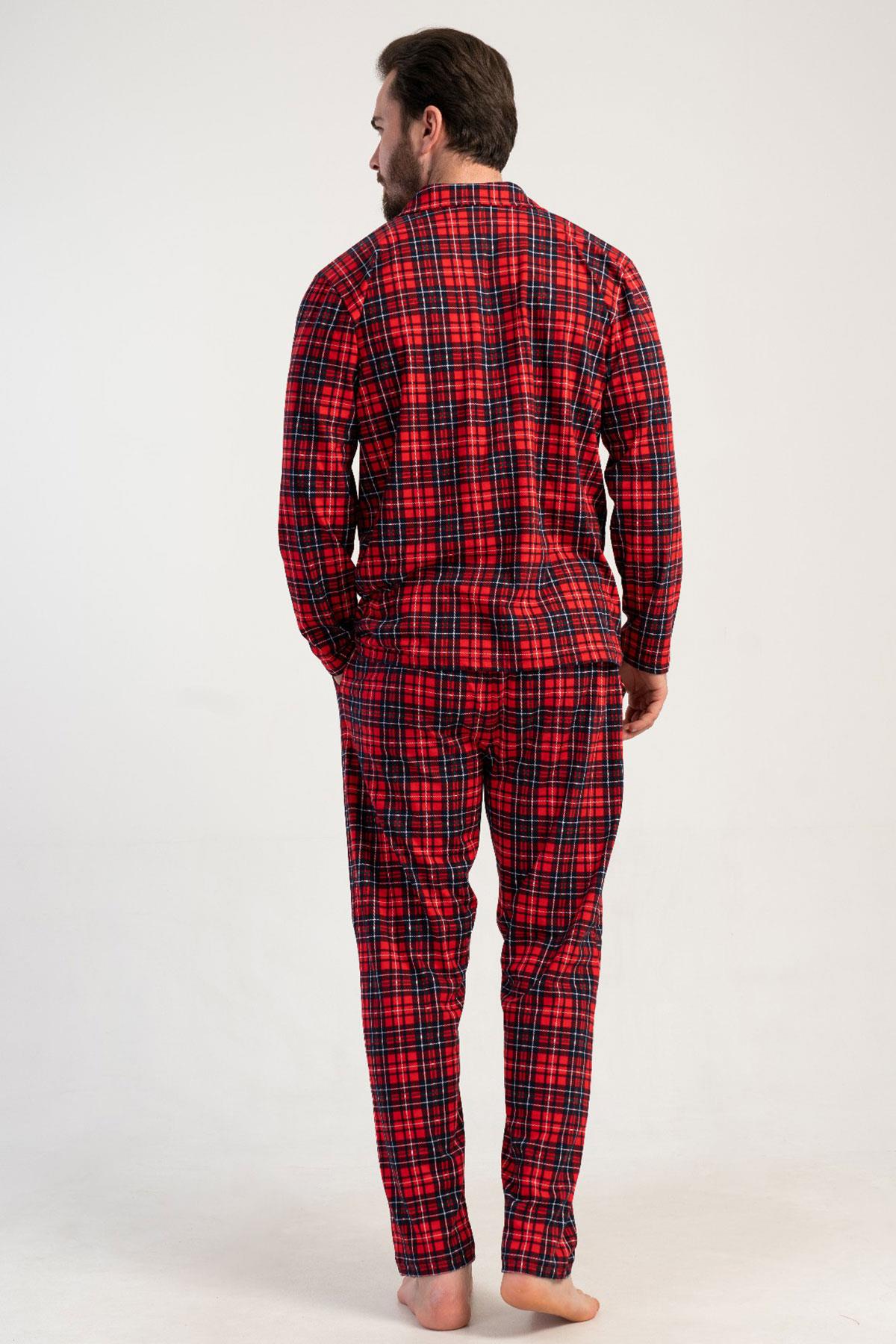 Vienetta 5010363029 Erkek Uzun Kollu Önden Düğmeli Pijama Takımı