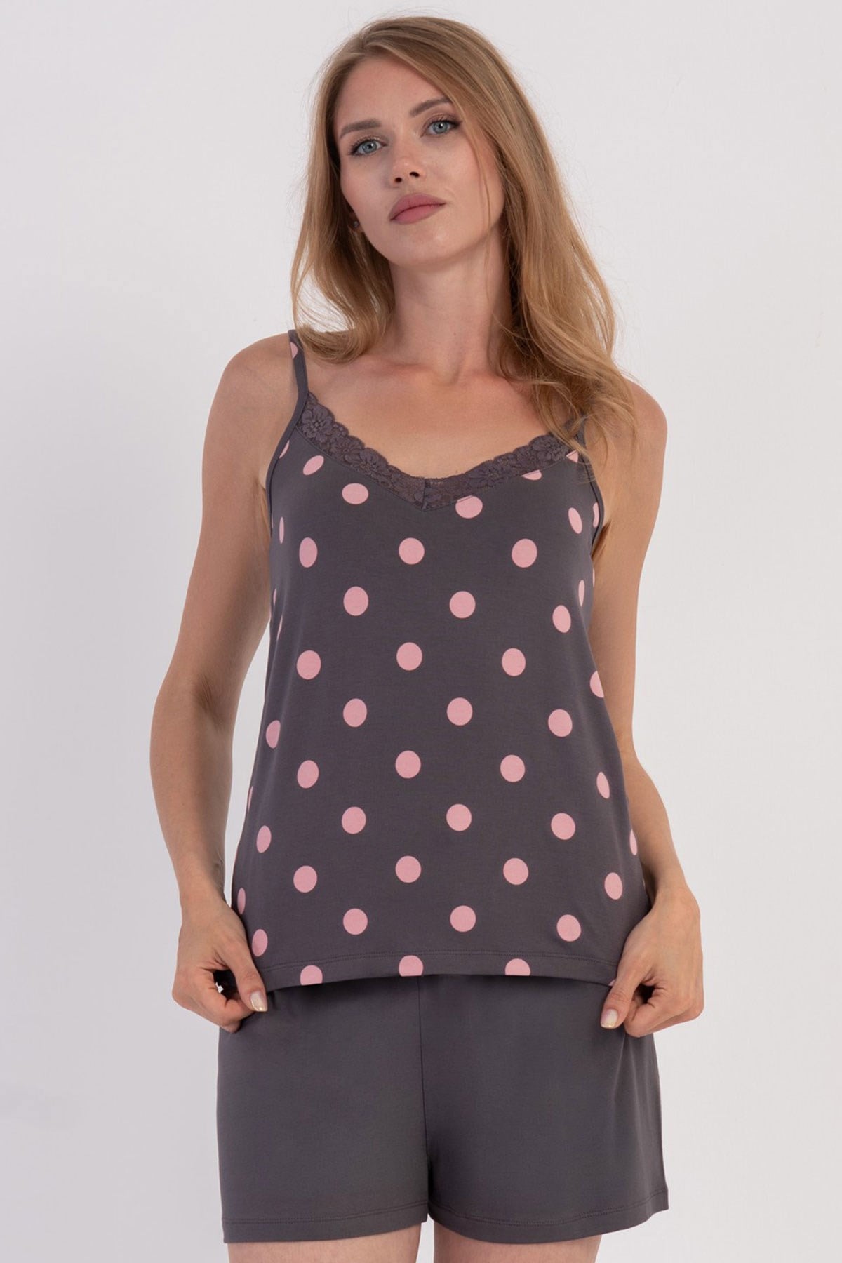 Vienetta 6040021142 Kadın İp Askılı Şortlu Pijama Takımı