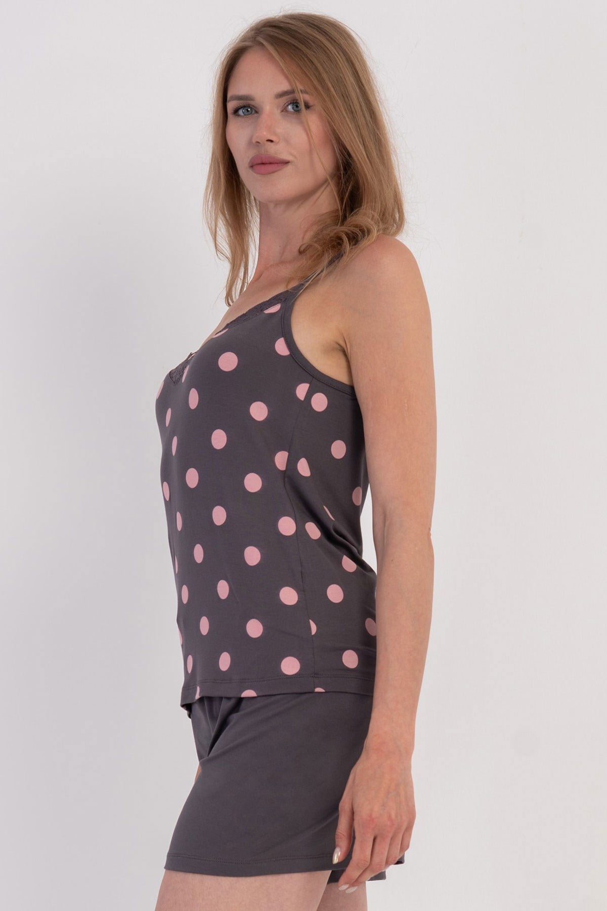 Vienetta 6040021142 Kadın İp Askılı Şortlu Pijama Takımı