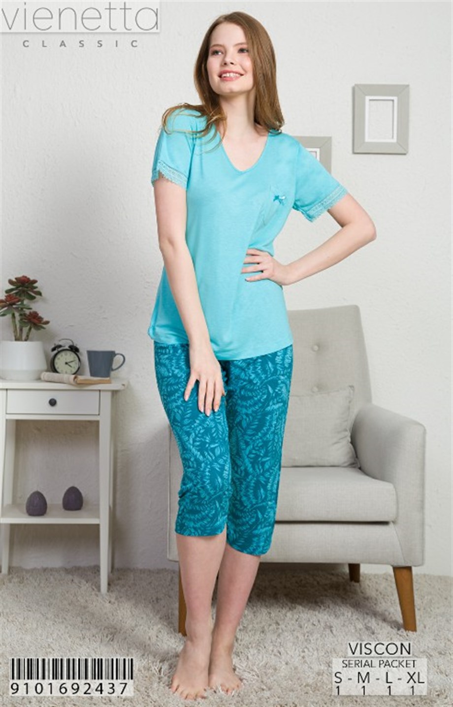Vienetta  9101692437 Kadın Capri  Pijama Takımı