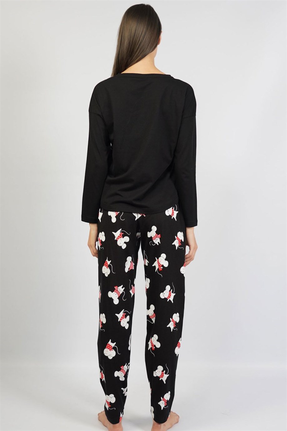 Vienetta Kadın Düşük Omuzlu Uzun Kol Eteği Oval Pijama Takım 1061560660