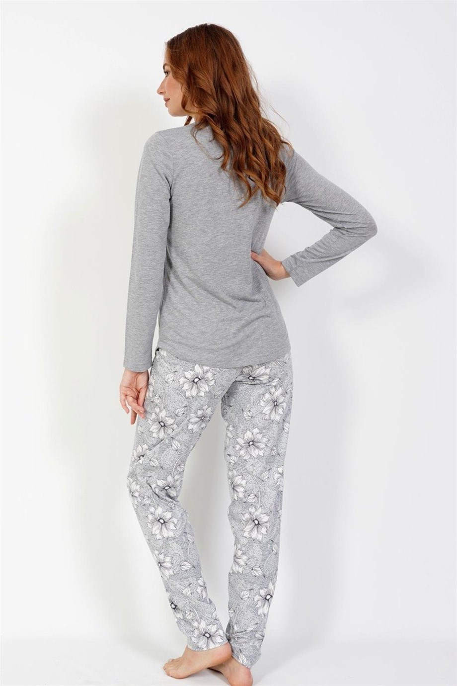 Vienetta Kadın (Gri Melanj) Uzun Kollu Pijama Takımı 0050630164 