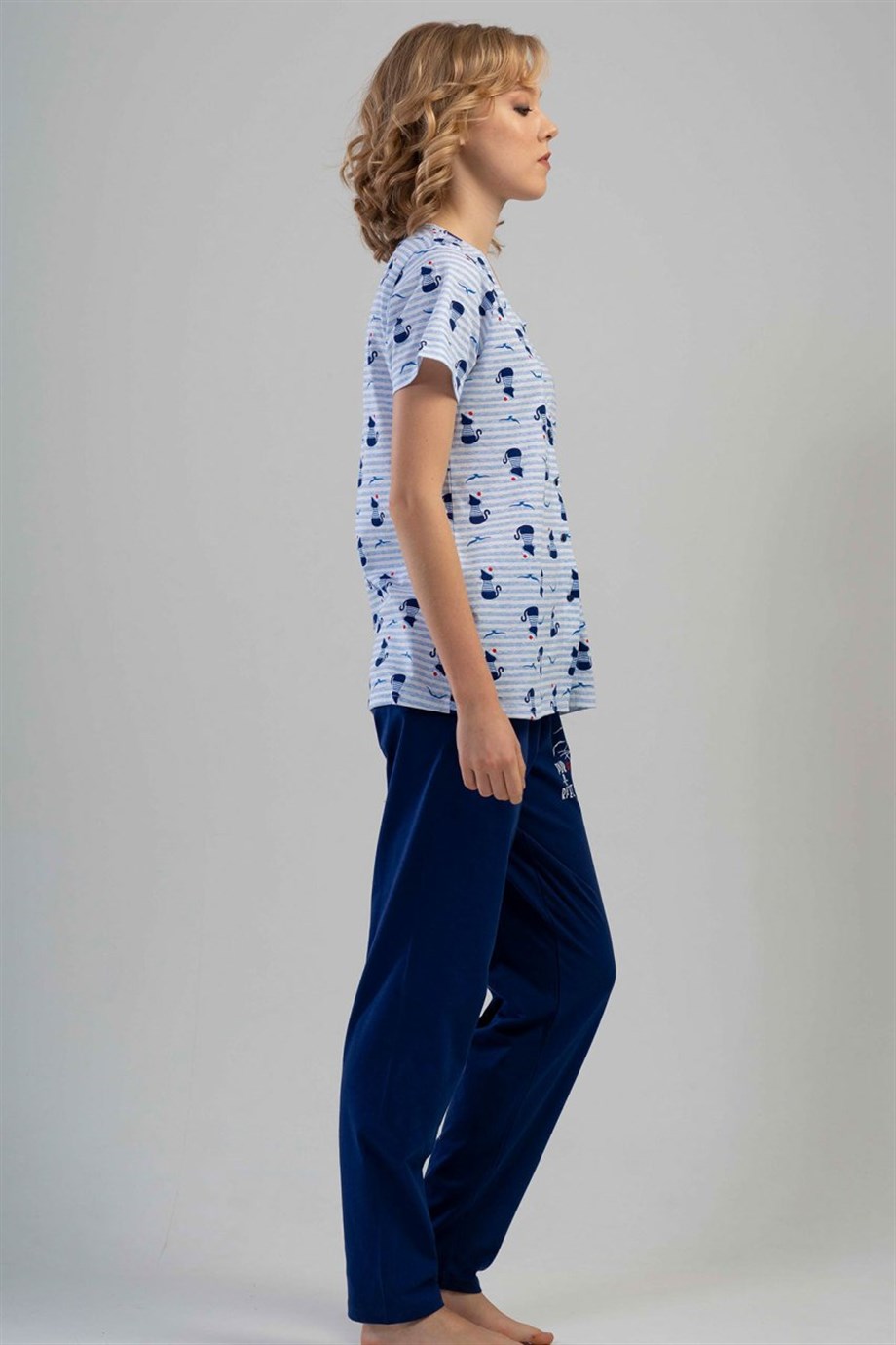 Vienetta Kadın (İndigo) Kısa Kollu Pijama Takımı 1112890297 