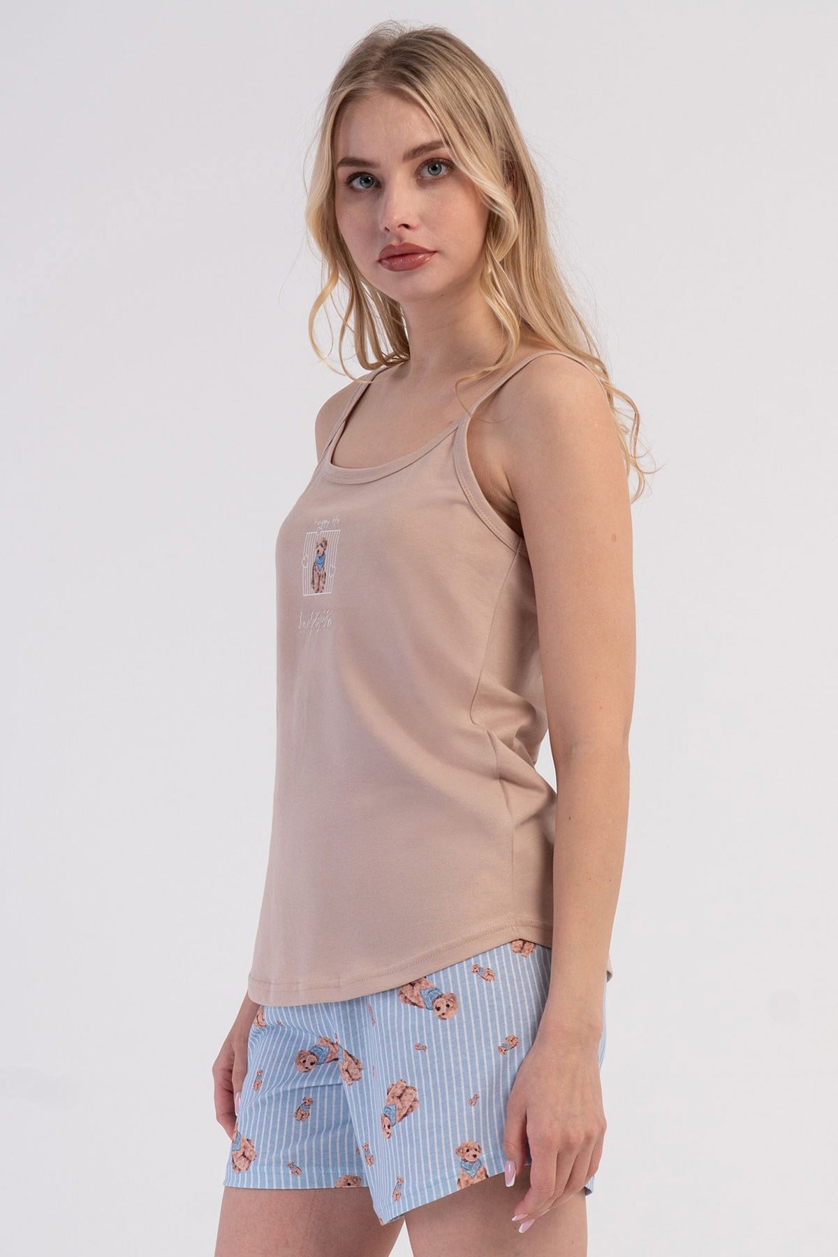 Vienetta Kadın İp Askılı Şortlu Pijama Takımı