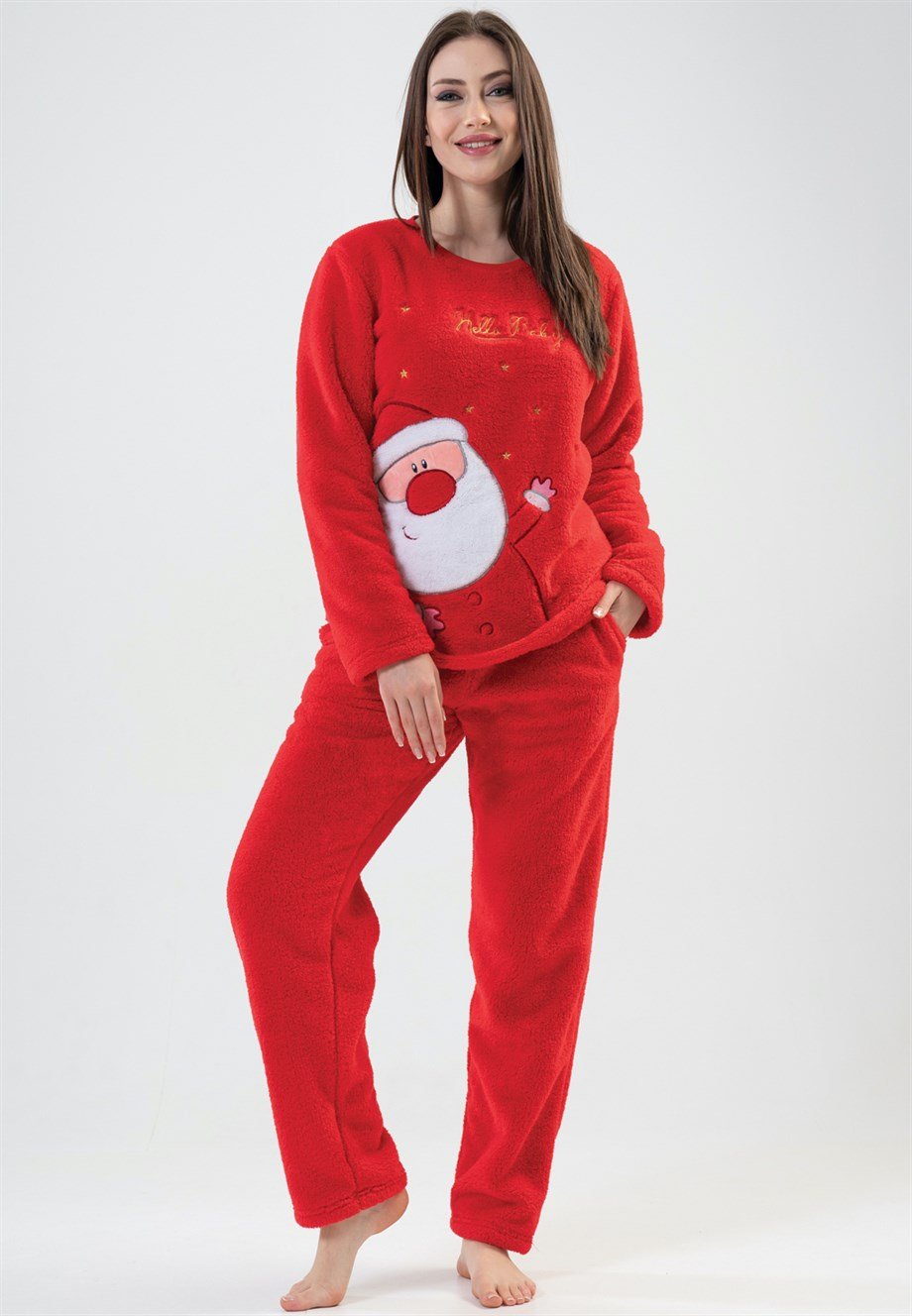 Vienetta Kadın Kırmızı Welsoft Uzun Kollu Pijama Takımı 2030030000