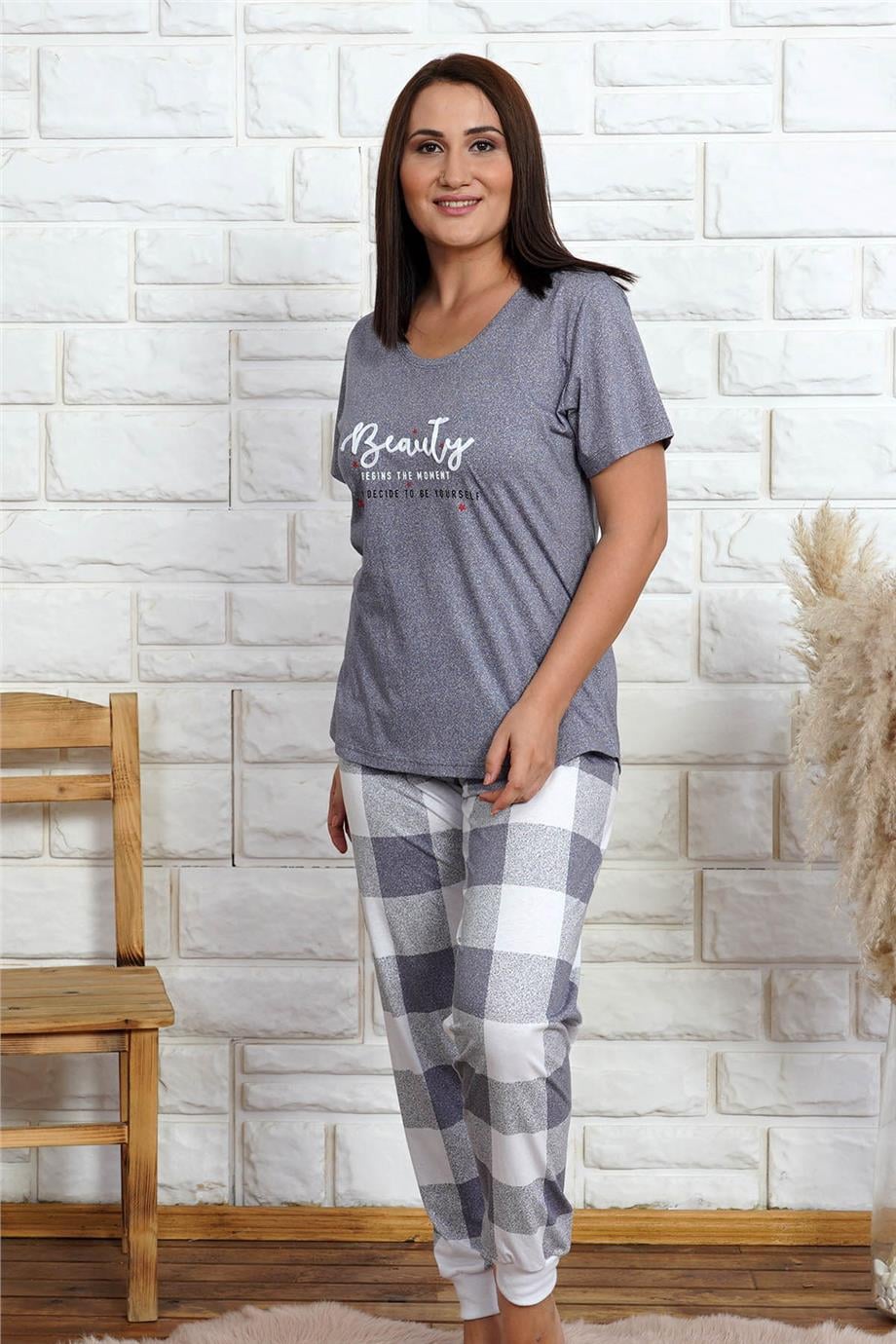 Vienetta Kadın Kısa Kollu Battal Pijama Takımı