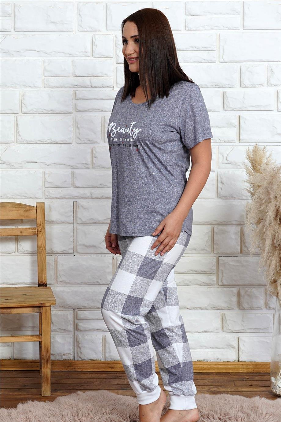 Vienetta Kadın Kısa Kollu Battal Pijama Takımı