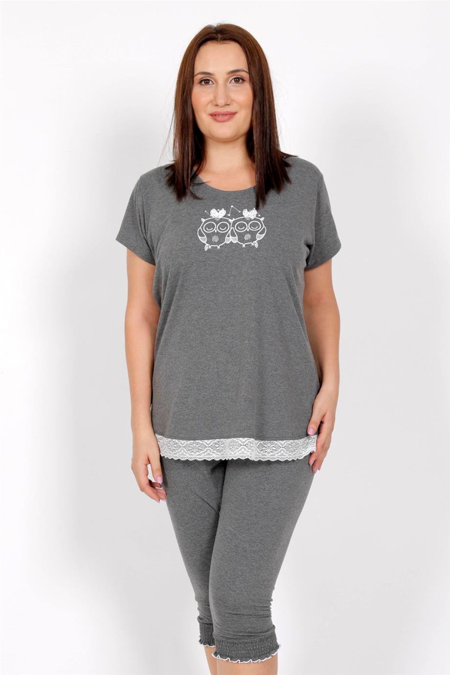 Vienetta Kadın Kısa Kollu Caprı Battal Pijama Takımı