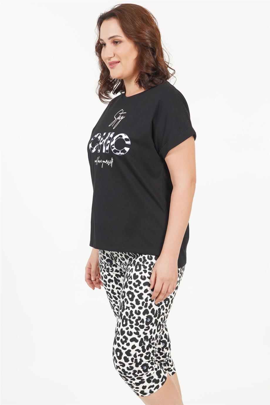 Vienetta Kadın Kısa Kollu Caprı Battal Pijama Takımı