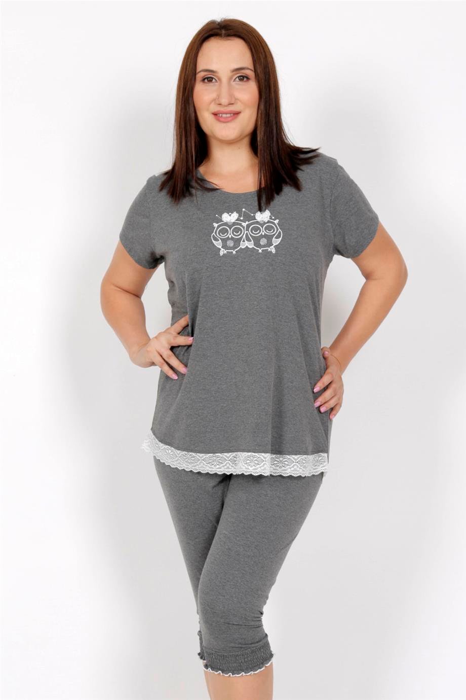 Vienetta Kadın Kısa Kollu Caprı Battal Pijama Takımı