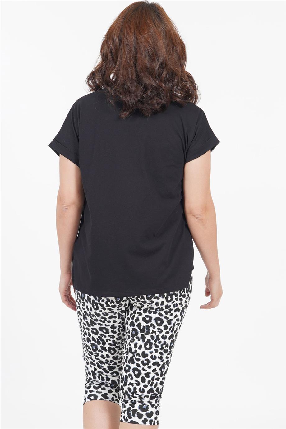 Vienetta Kadın Kısa Kollu Caprı Battal Pijama Takımı