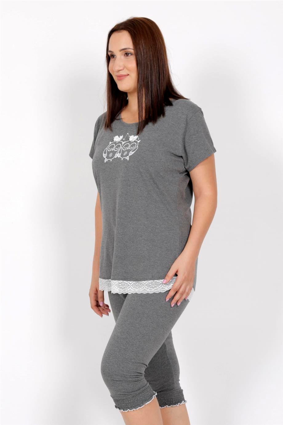 Vienetta Kadın Kısa Kollu Caprı Battal Pijama Takımı