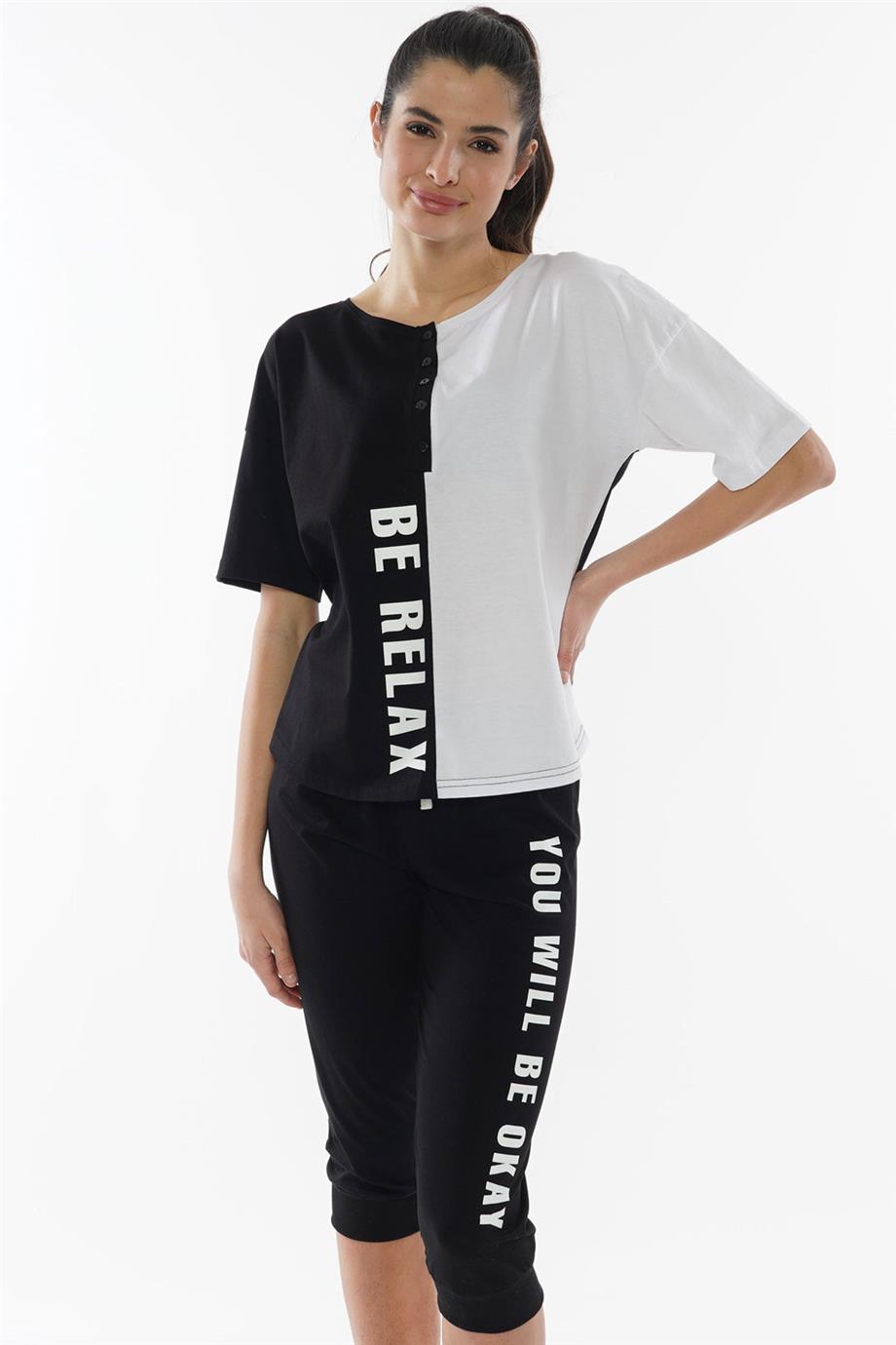Vienetta Kadın Kısa Kollu Caprı Pijama Takımı