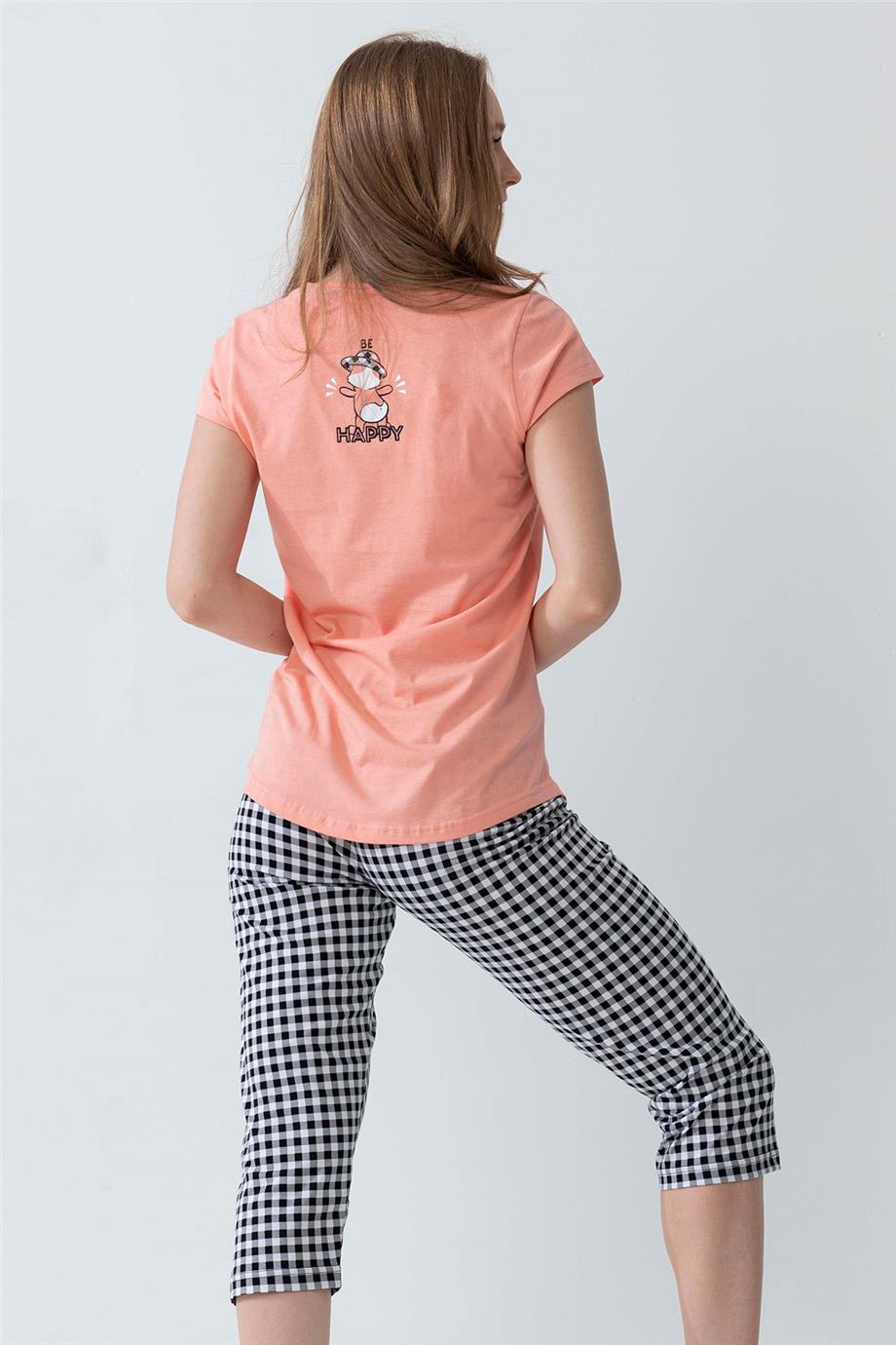 Vienetta Kadın Kısa Kollu Capri Pijama Takımı