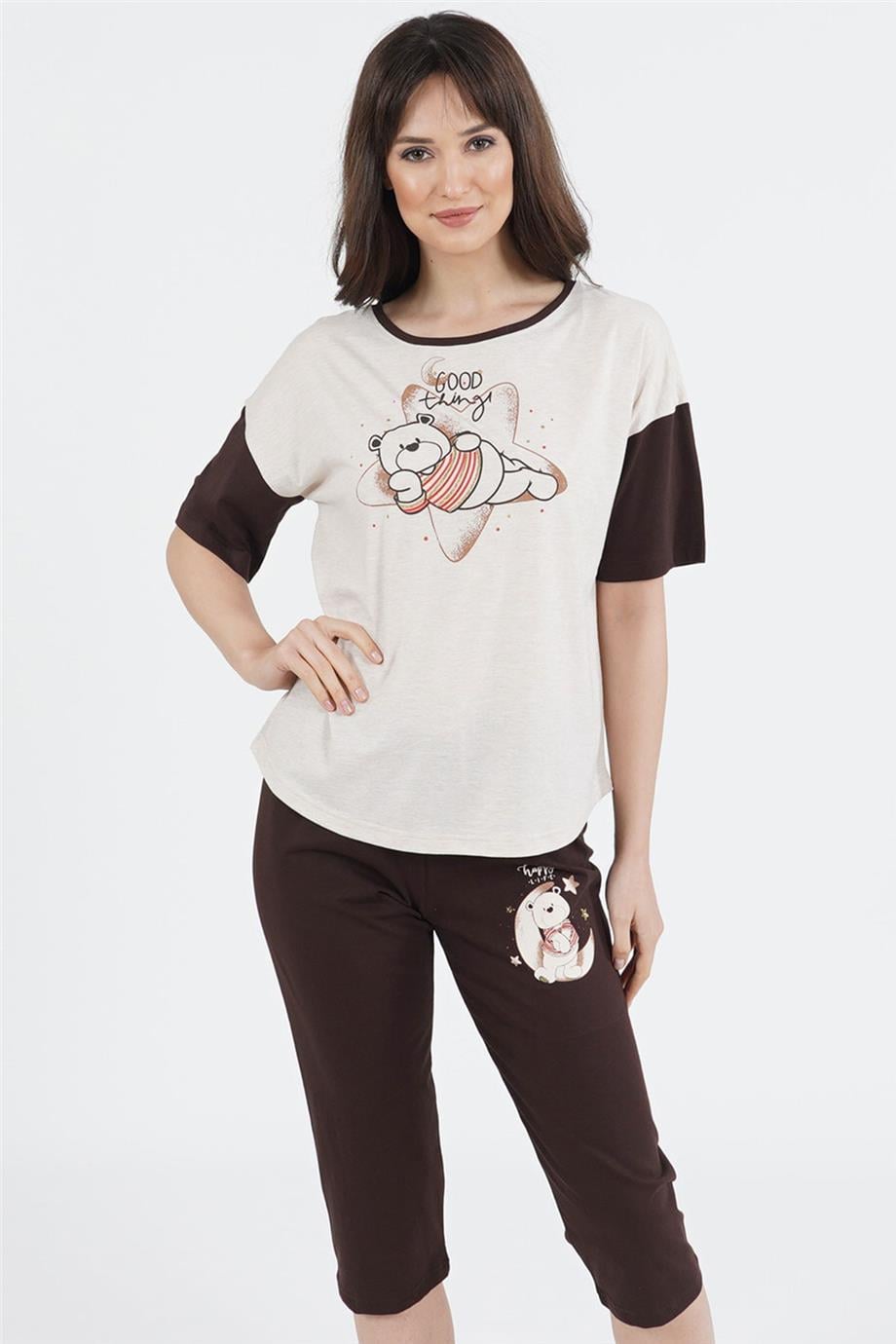 Vienetta Kadın Kısa Kollu Caprı Pijama Takımı