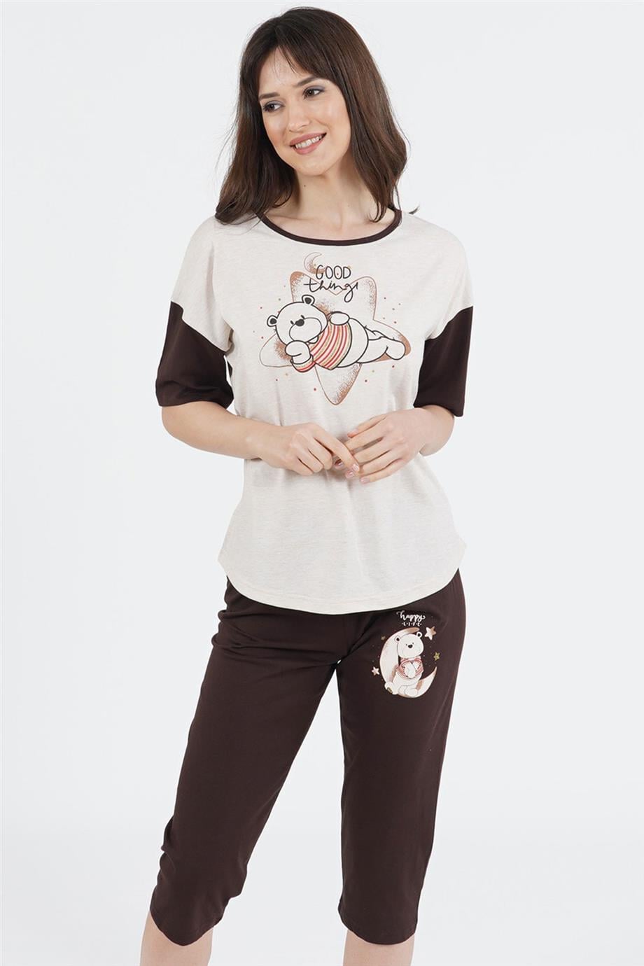 Vienetta Kadın Kısa Kollu Caprı Pijama Takımı