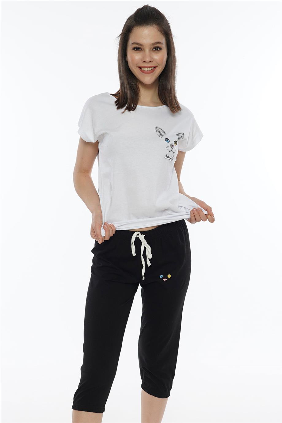 Vienetta Kadın Kısa Kollu Caprı Pijama Takımı