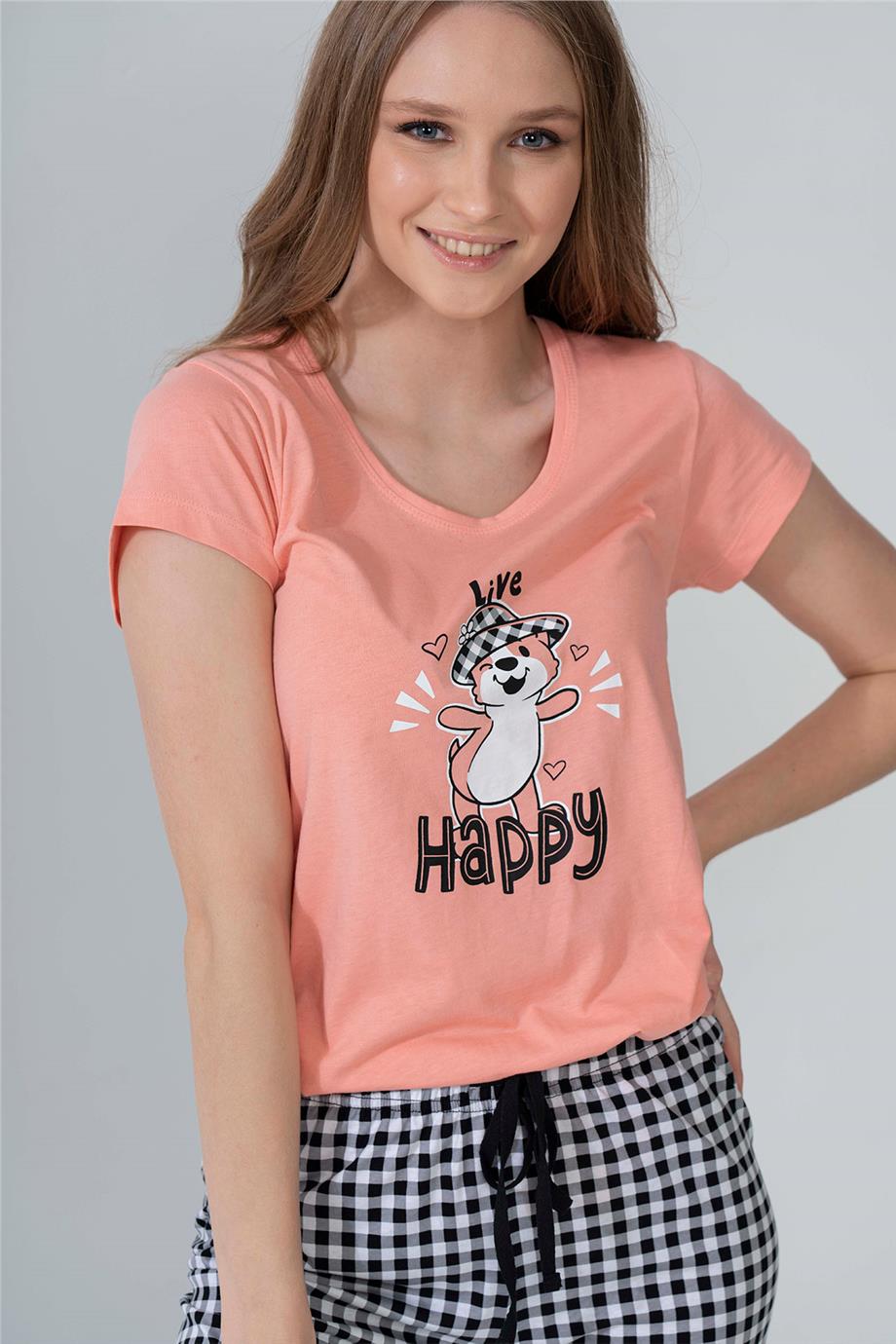 Vienetta Kadın Kısa Kollu Capri Pijama Takımı