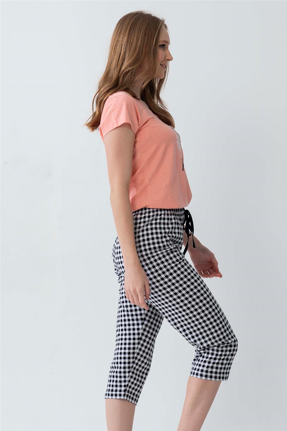 Vienetta Kadın Kısa Kollu Capri Pijama Takımı