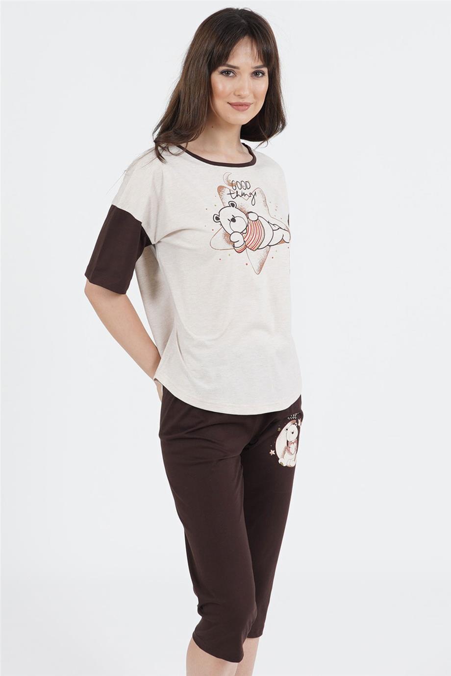 Vienetta Kadın Kısa Kollu Caprı Pijama Takımı