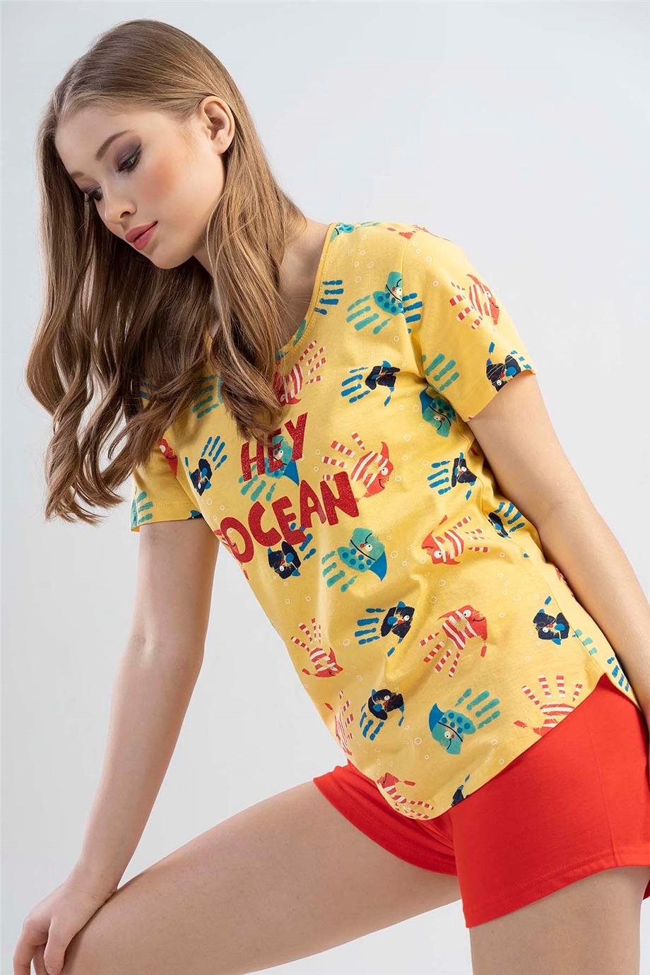 Vienetta Kadın Kısa Kollu Şortlu Pijama Takımı