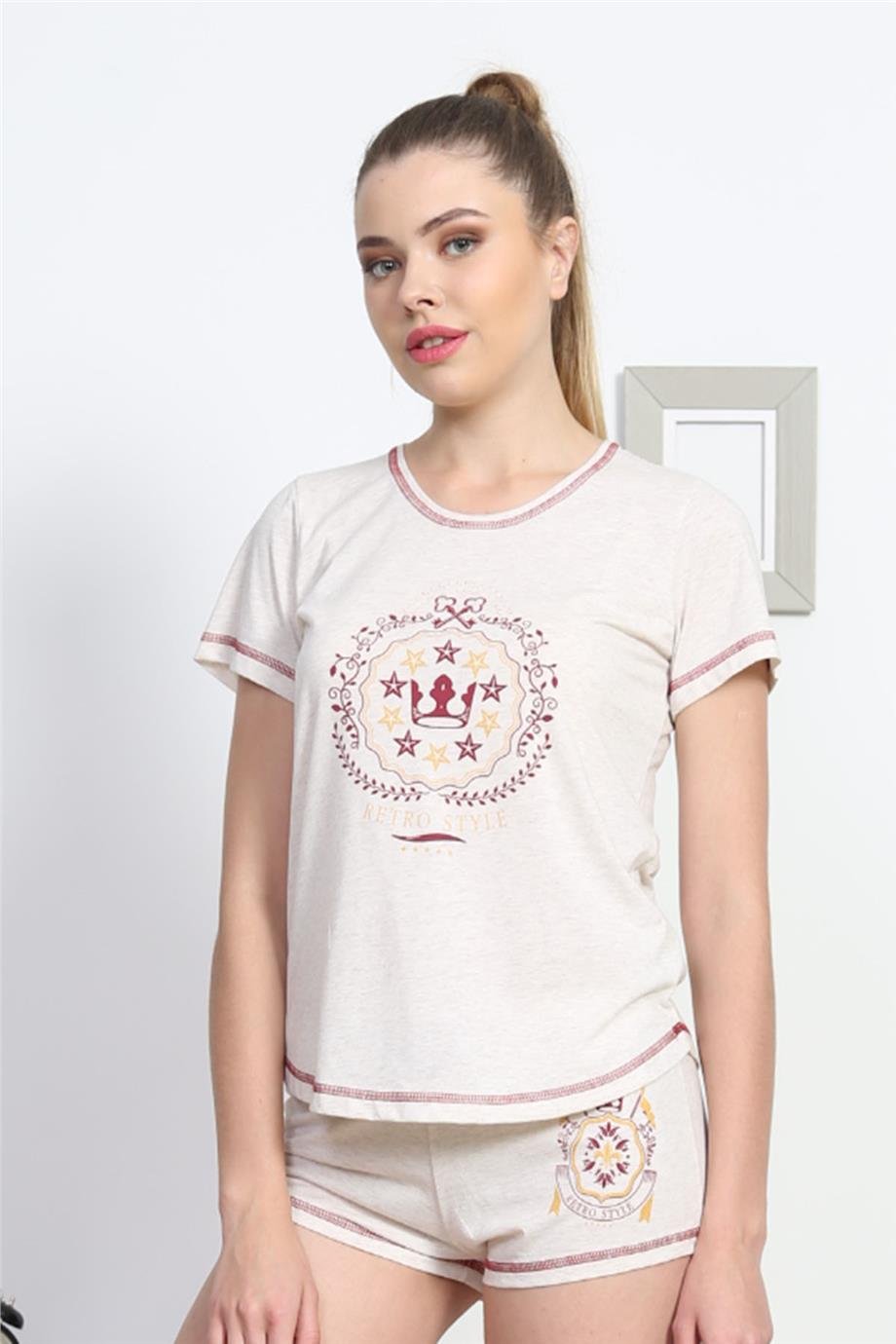 Vienetta Kadın Kısa Kollu Şortlu Pijama Takımı