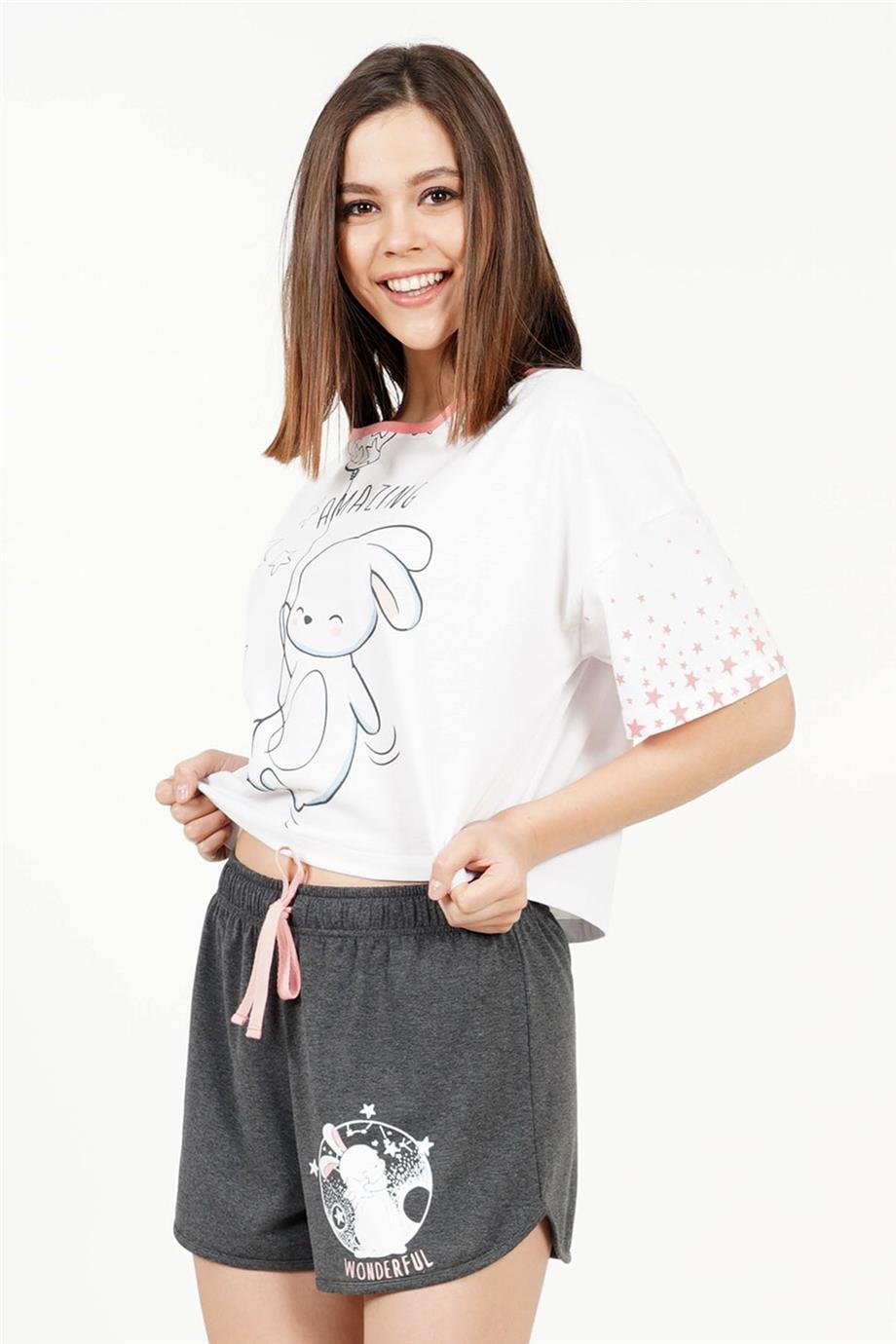 Vienetta Kadın Kısa Kollu Şortlu Pijama Takımı