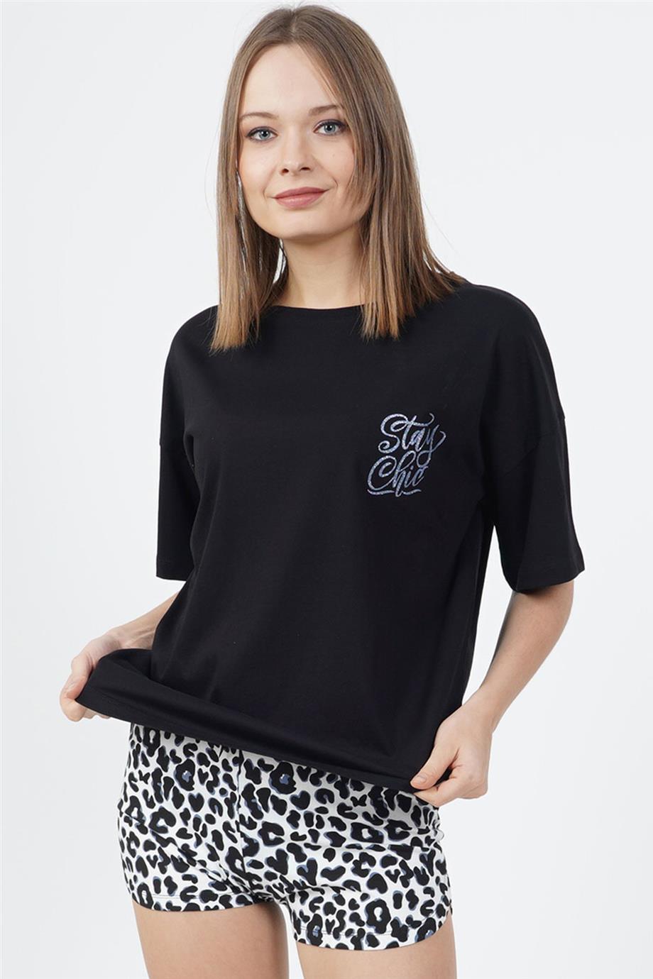 Vienetta Kadın Kısa Kollu Şortlu Pijama Takımı