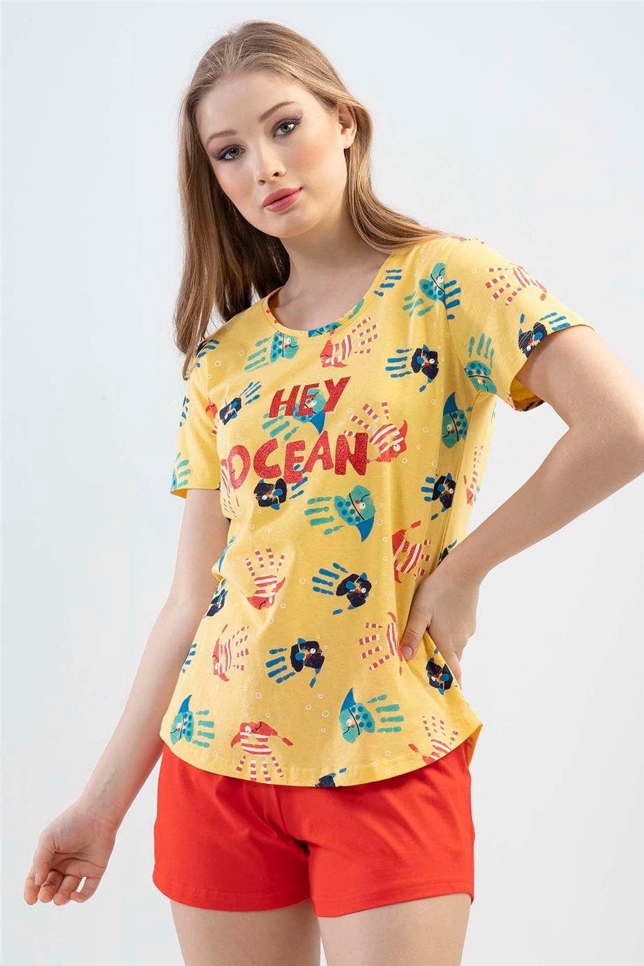 Vienetta Kadın Kısa Kollu Şortlu Pijama Takımı